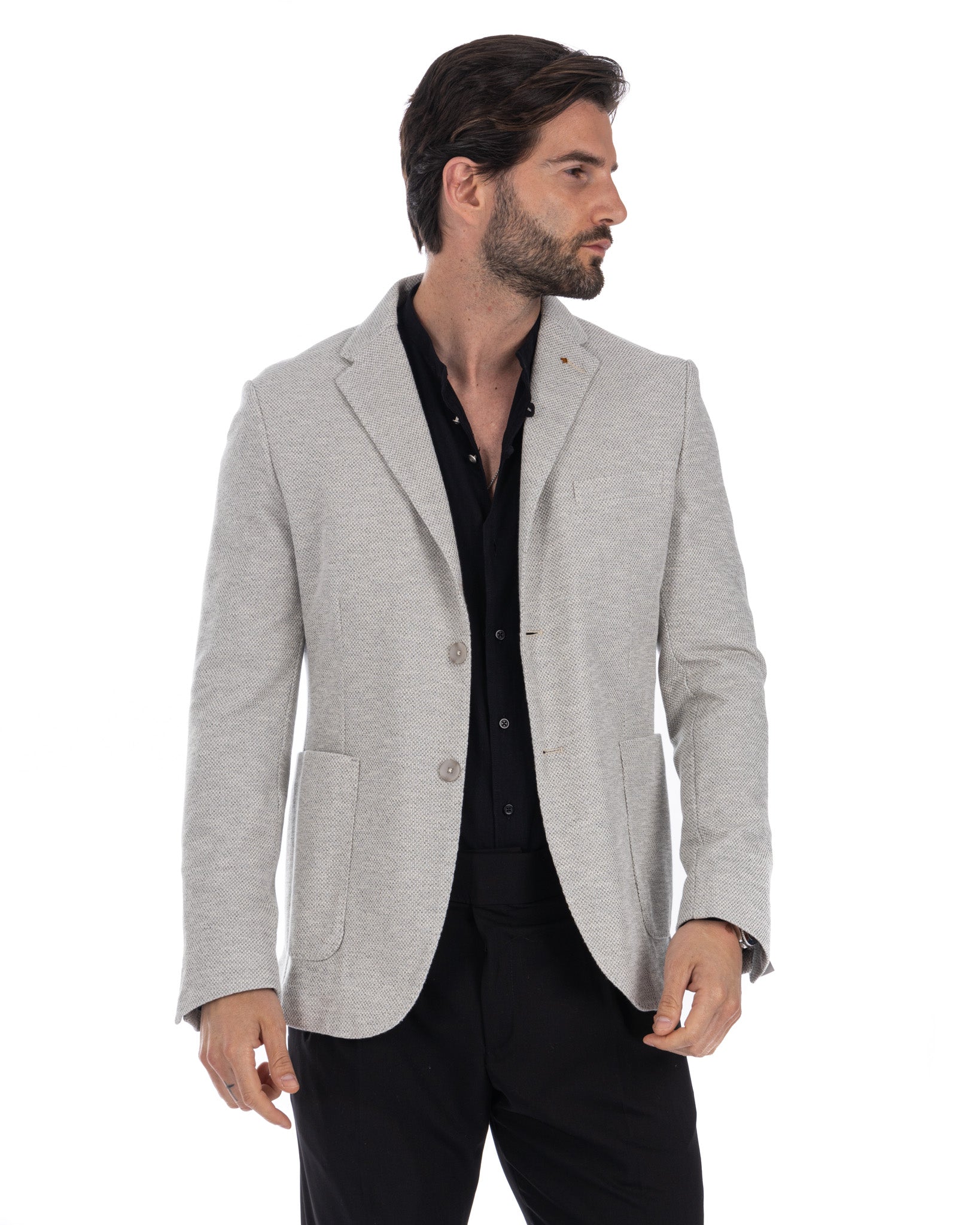 Ragusa - beige honeycomb single-breasted jacket