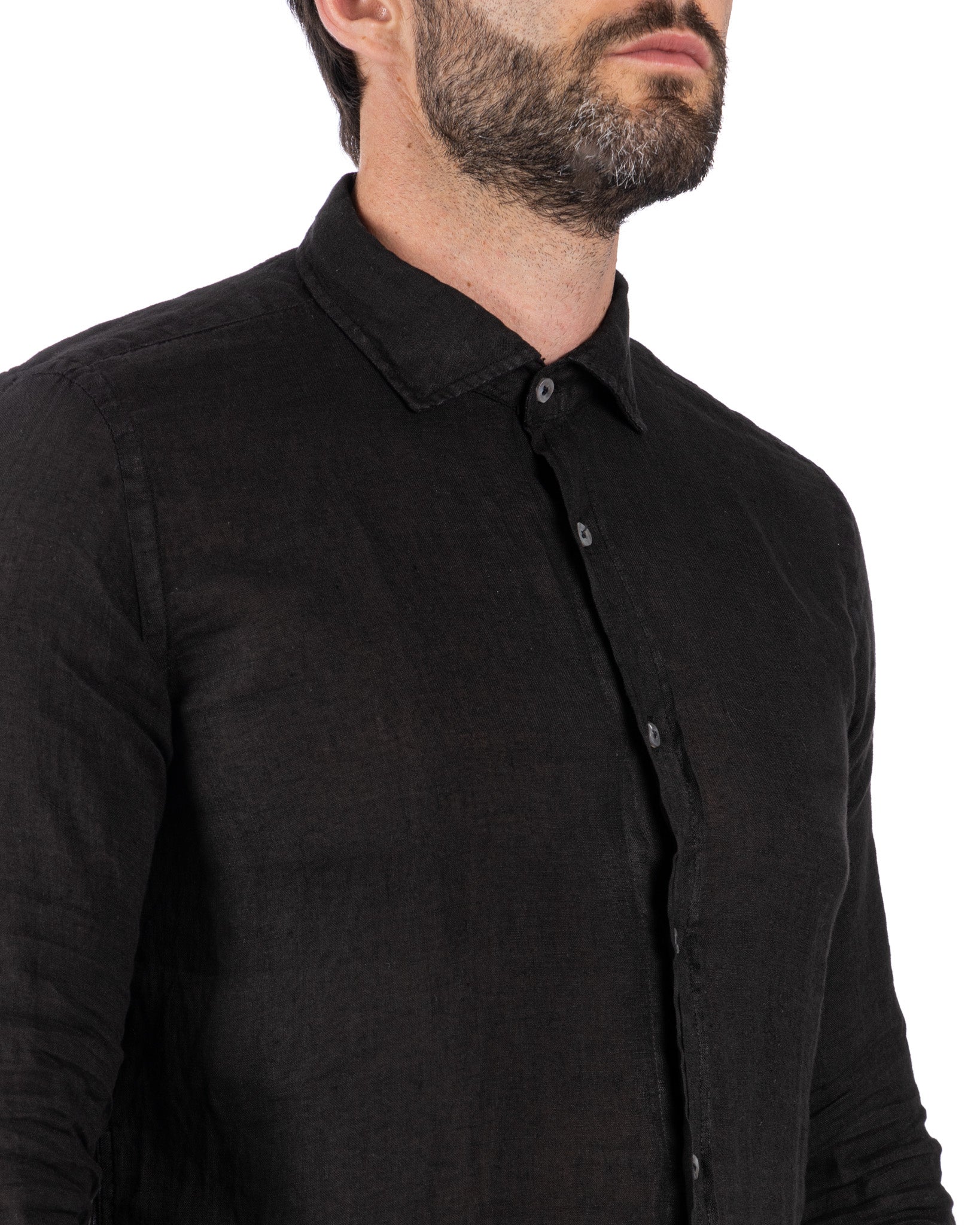 Montecarlo - shirt in pure black linen
