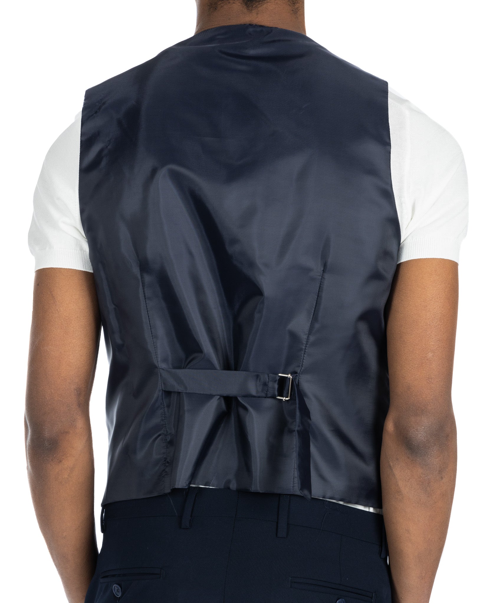Dresde - gilet bleu foncé à simple boutonnage