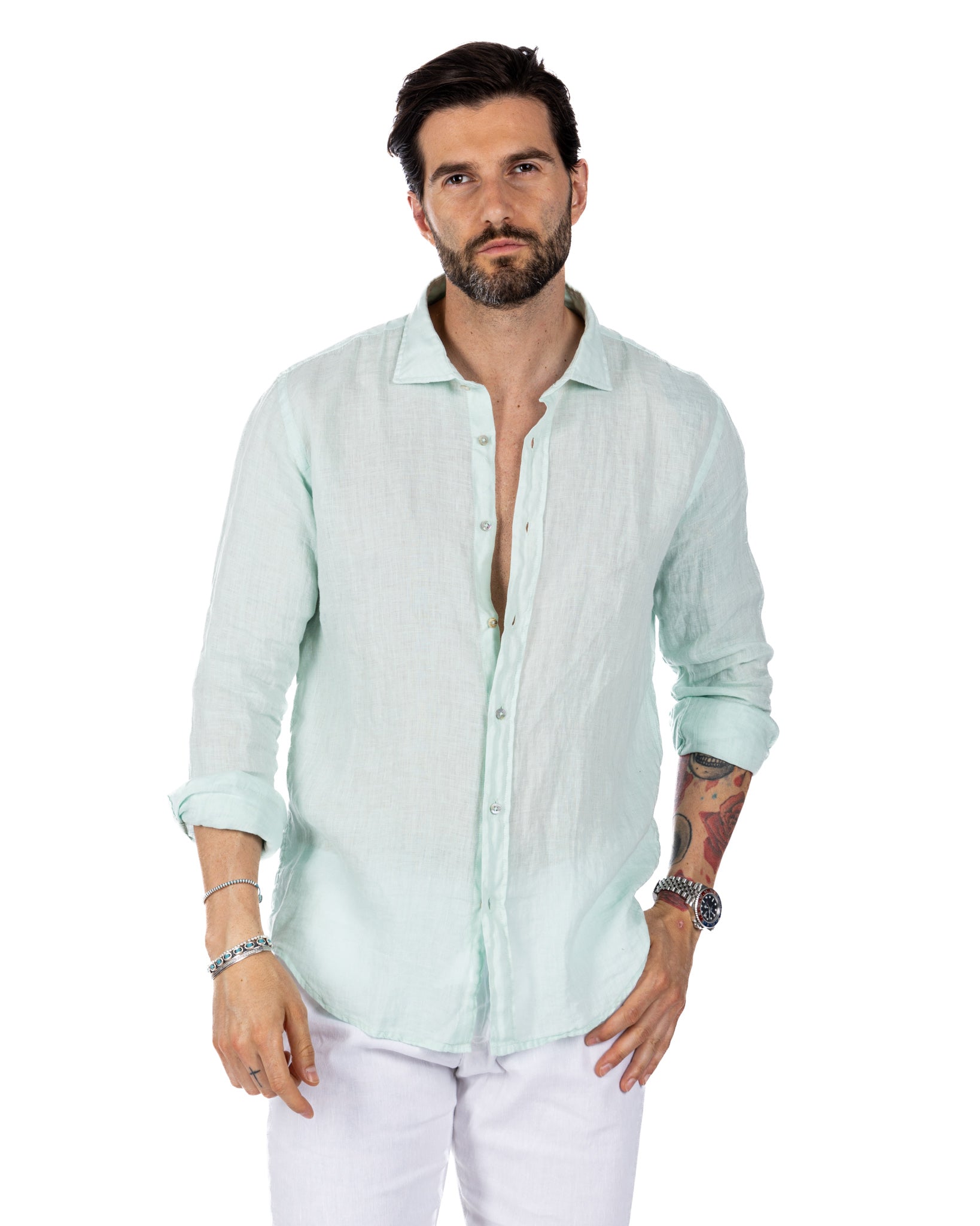 Montecarlo - teal pure linen shirt