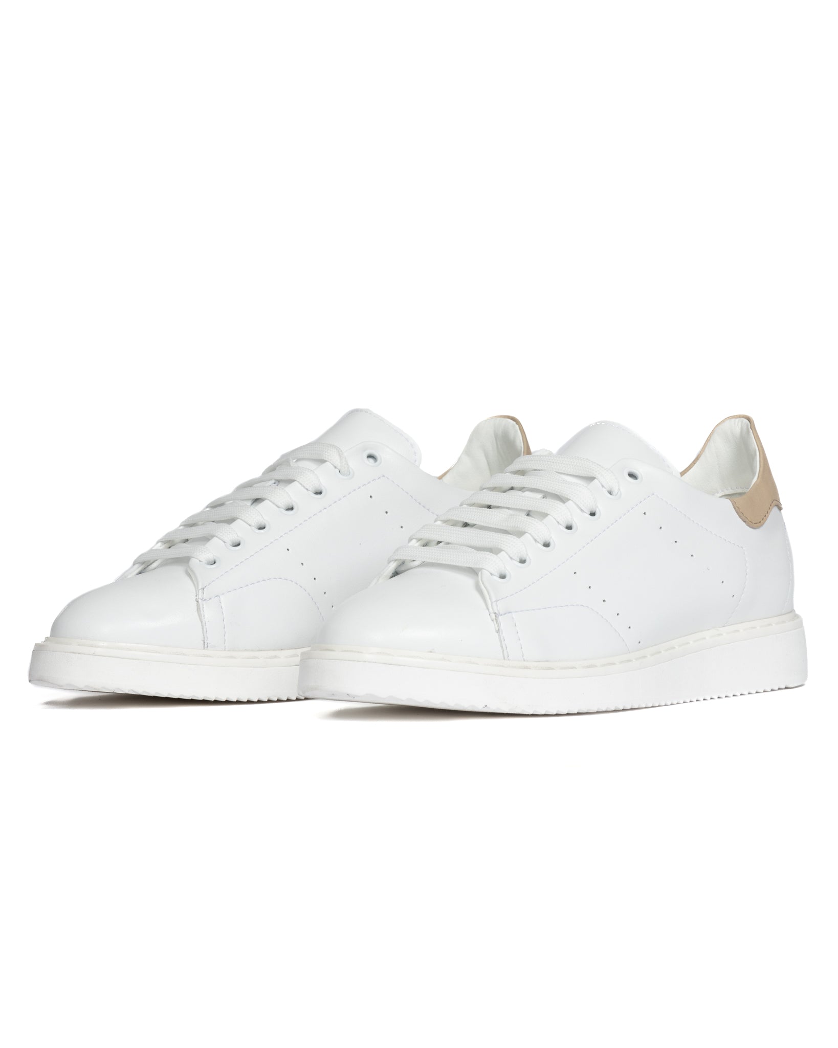 S01 - sneakers in pelle bianca dettagli beige