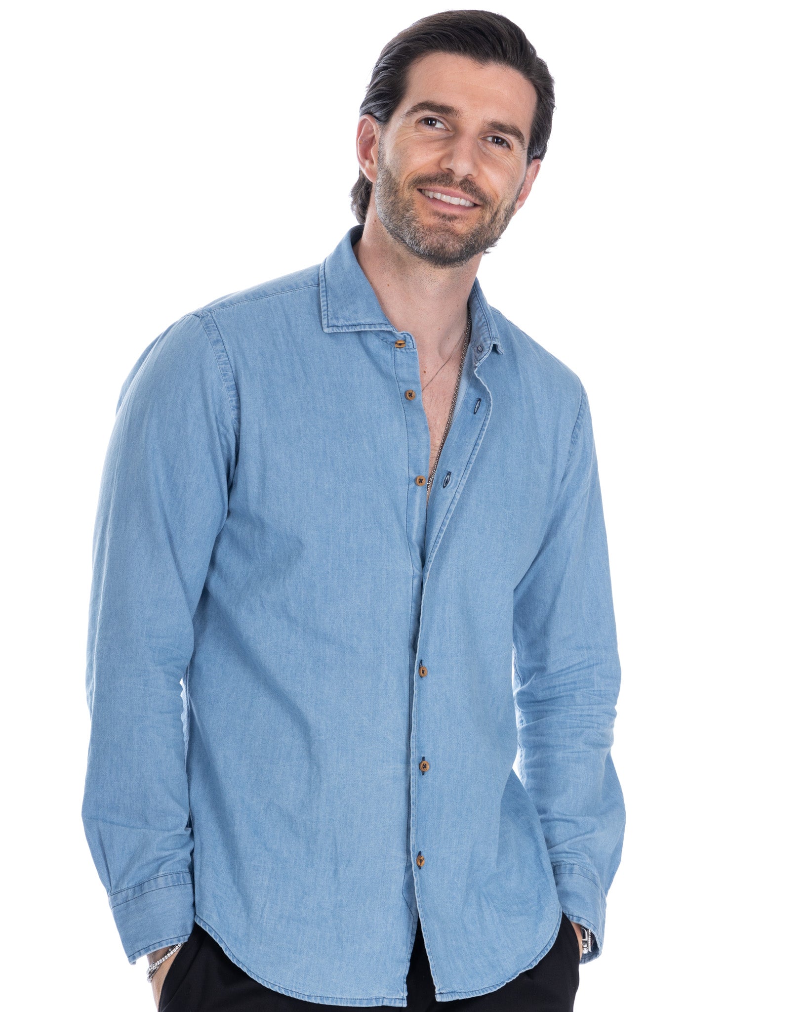 Chemise en denim délavé clair Mark