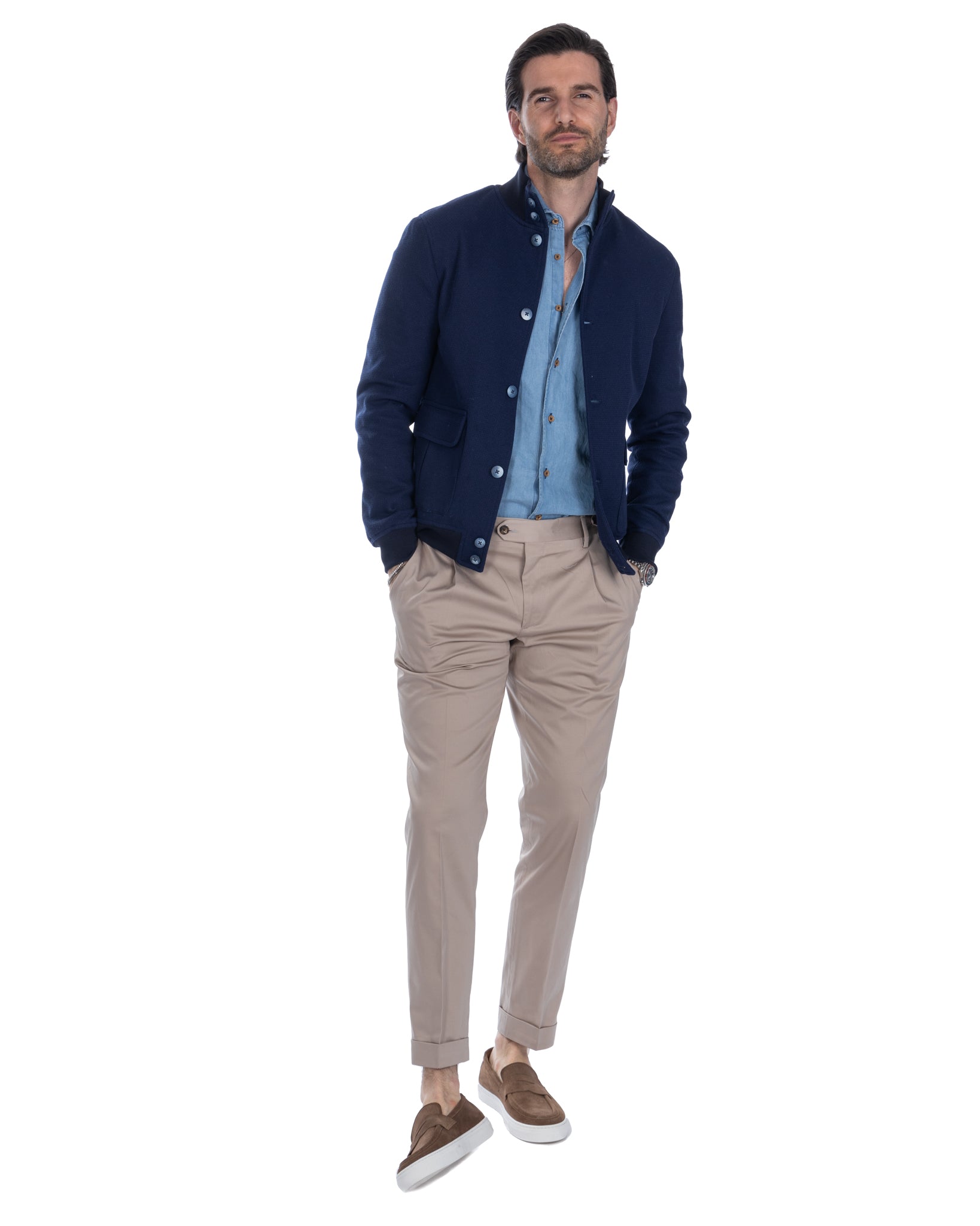 James - beige trousers with buckles