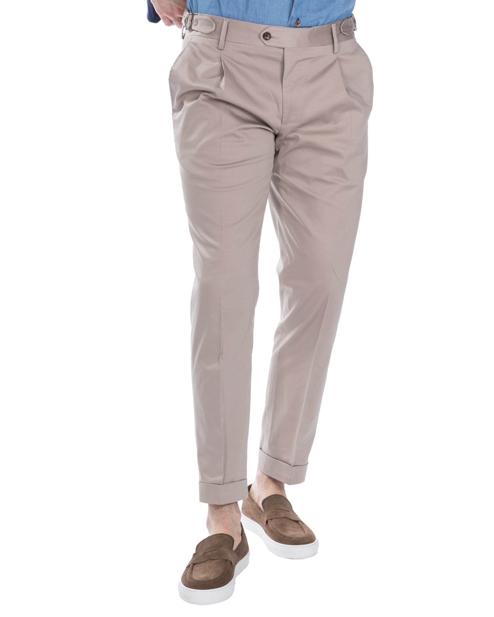 James - beige trousers with buckles