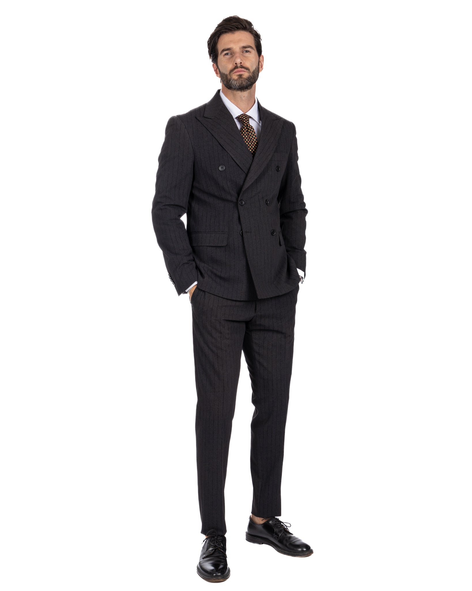 Enzo - anthracite double-breasted pinstripe suit