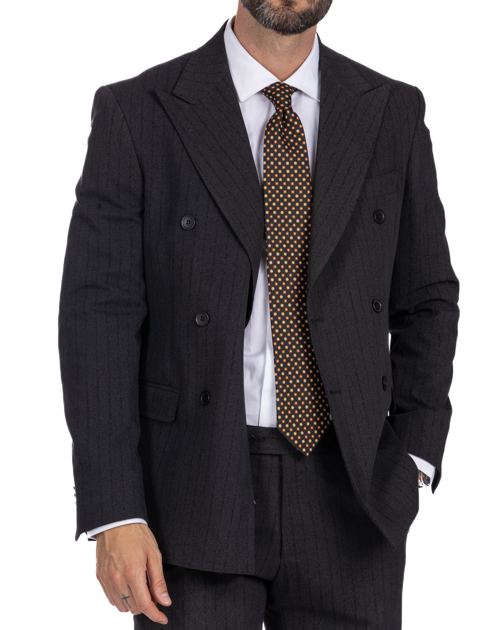 Enzo - anthracite double-breasted pinstripe suit