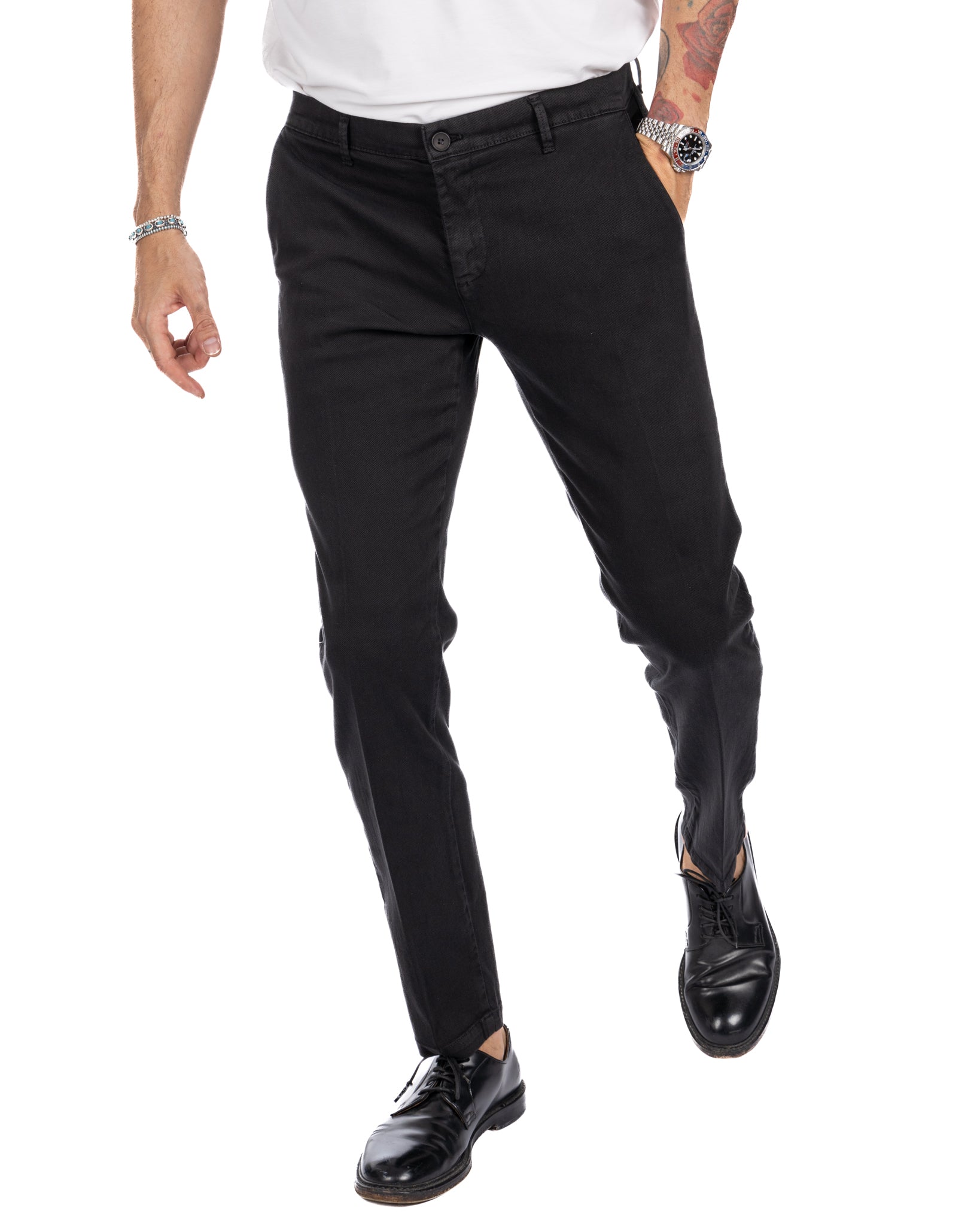 Jack trousers in black textured cotton