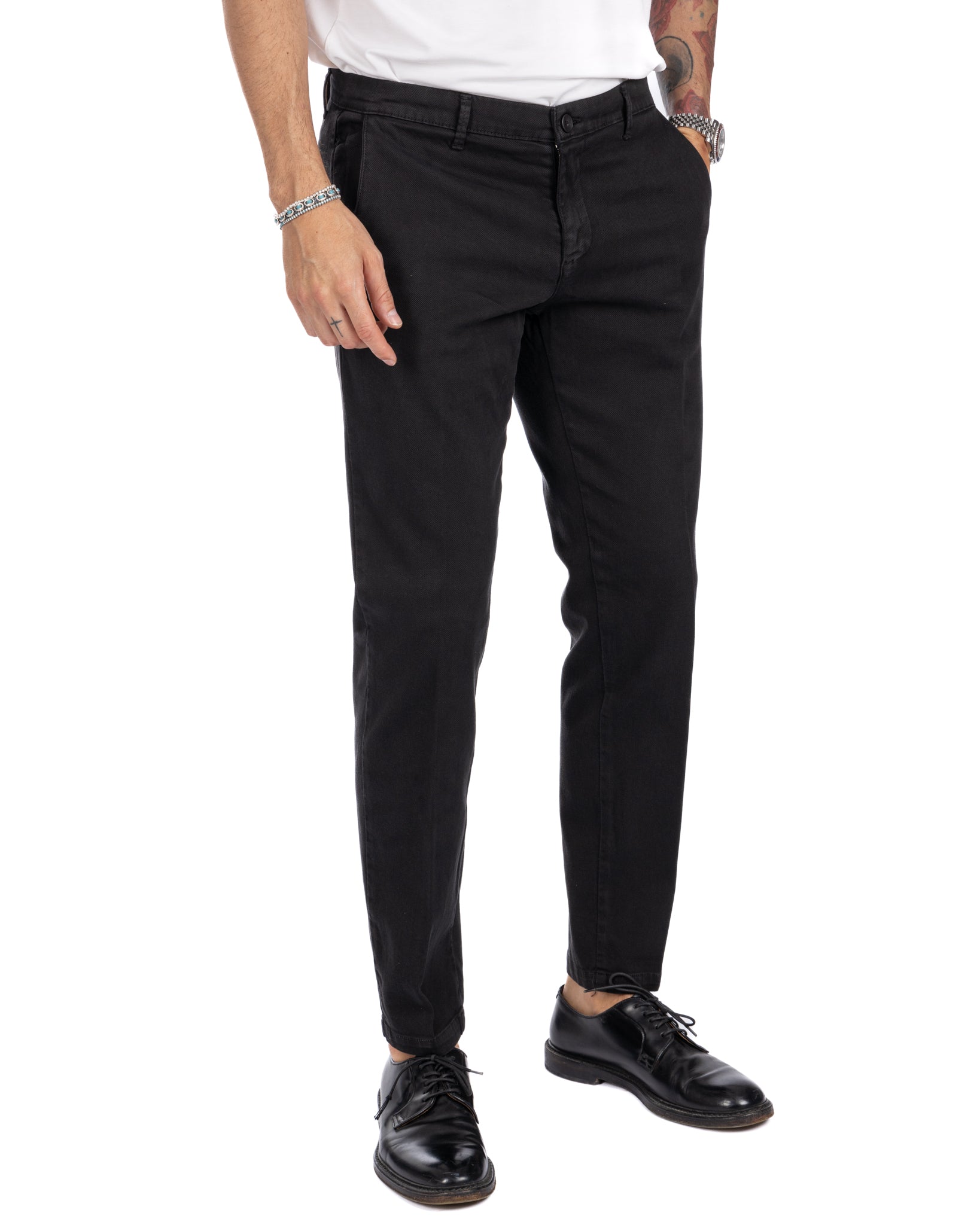 Jack trousers in black textured cotton