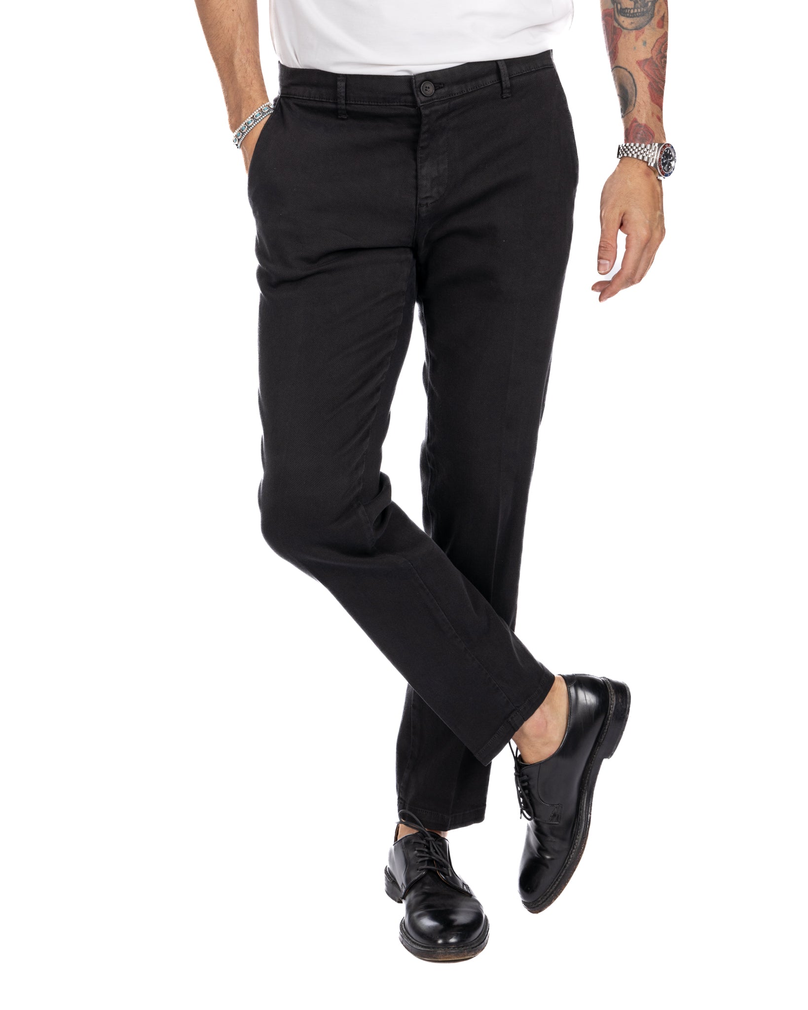 Jack trousers in black textured cotton