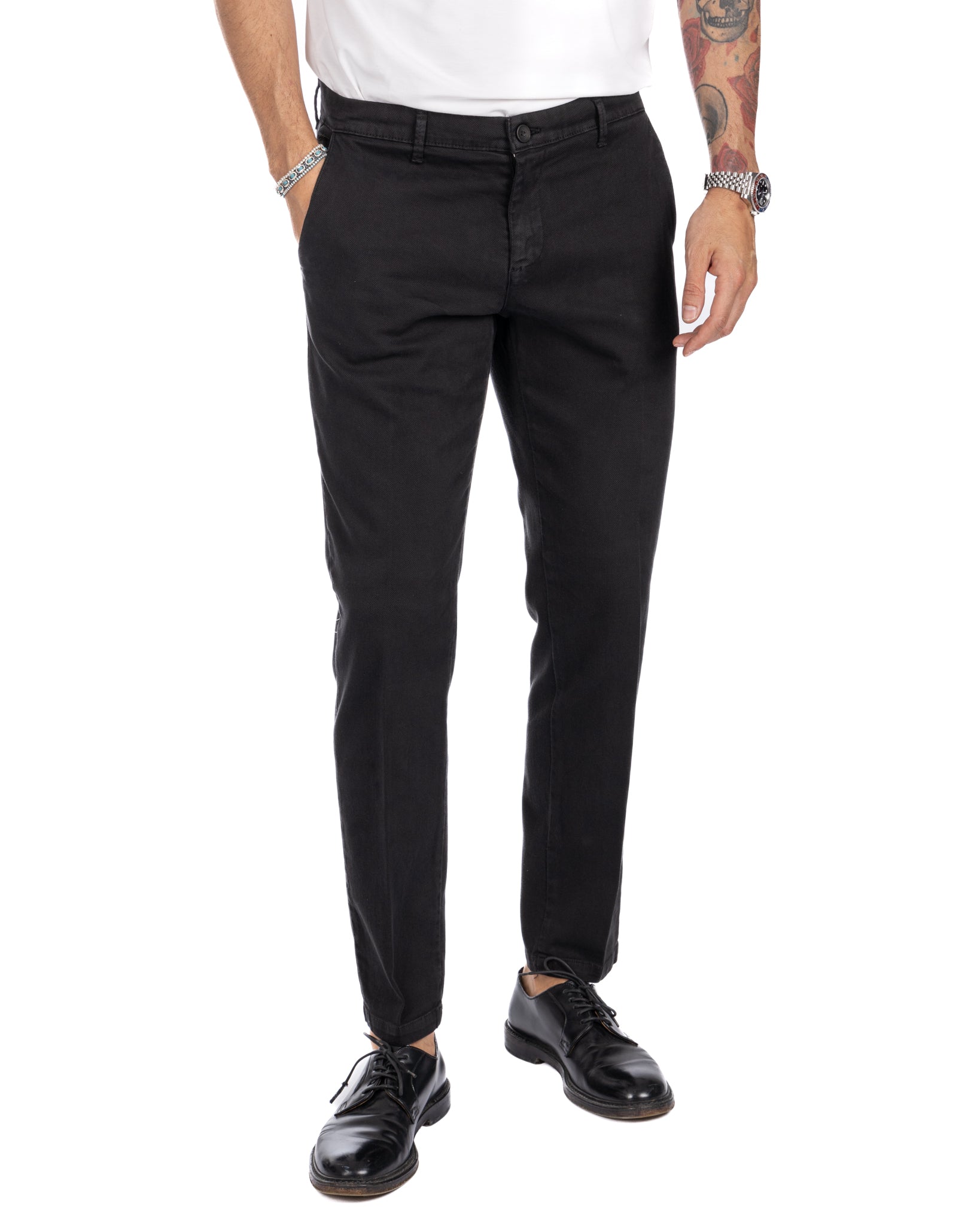 Jack trousers in black textured cotton
