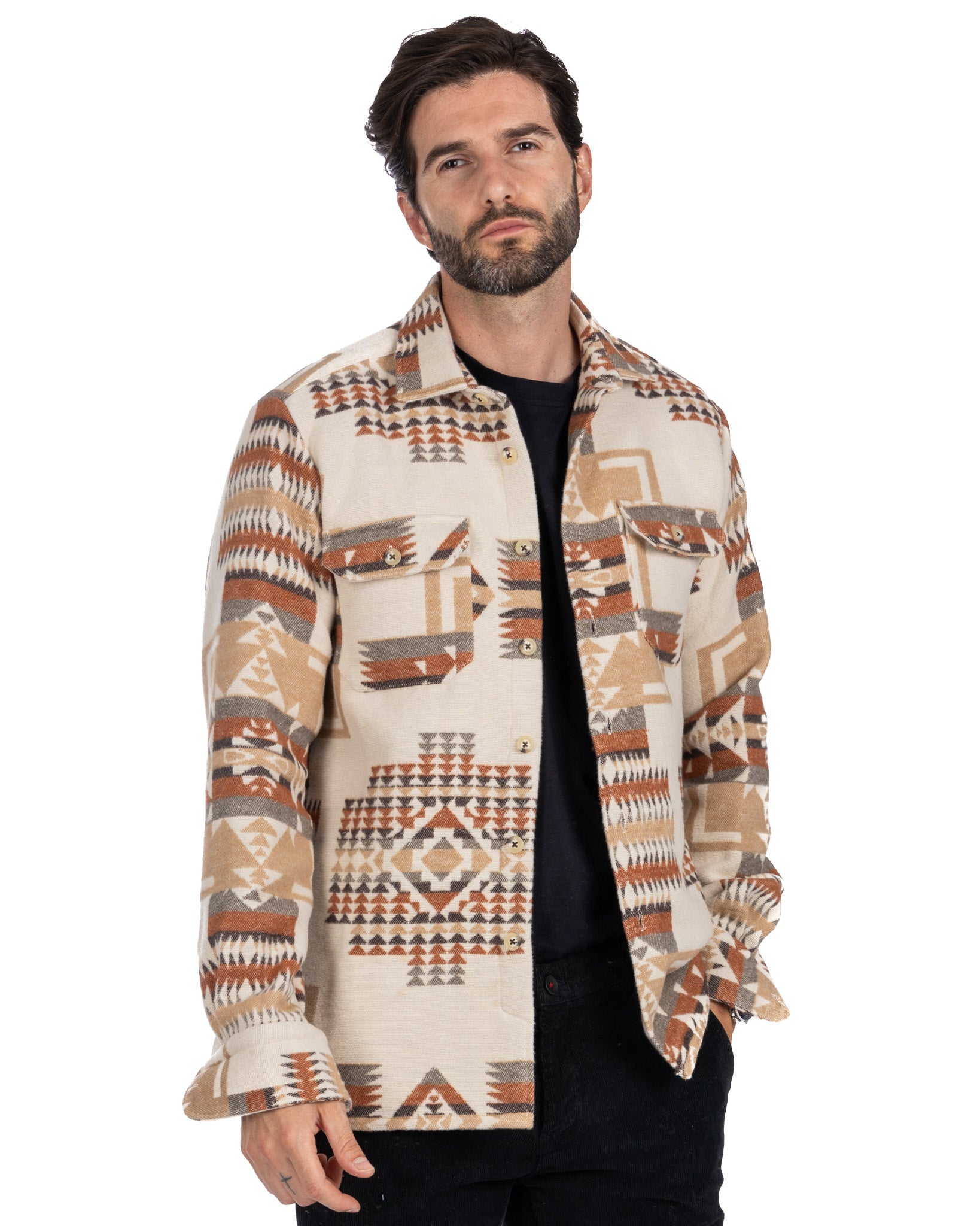 Mayor - veste beige à motifs ethniques