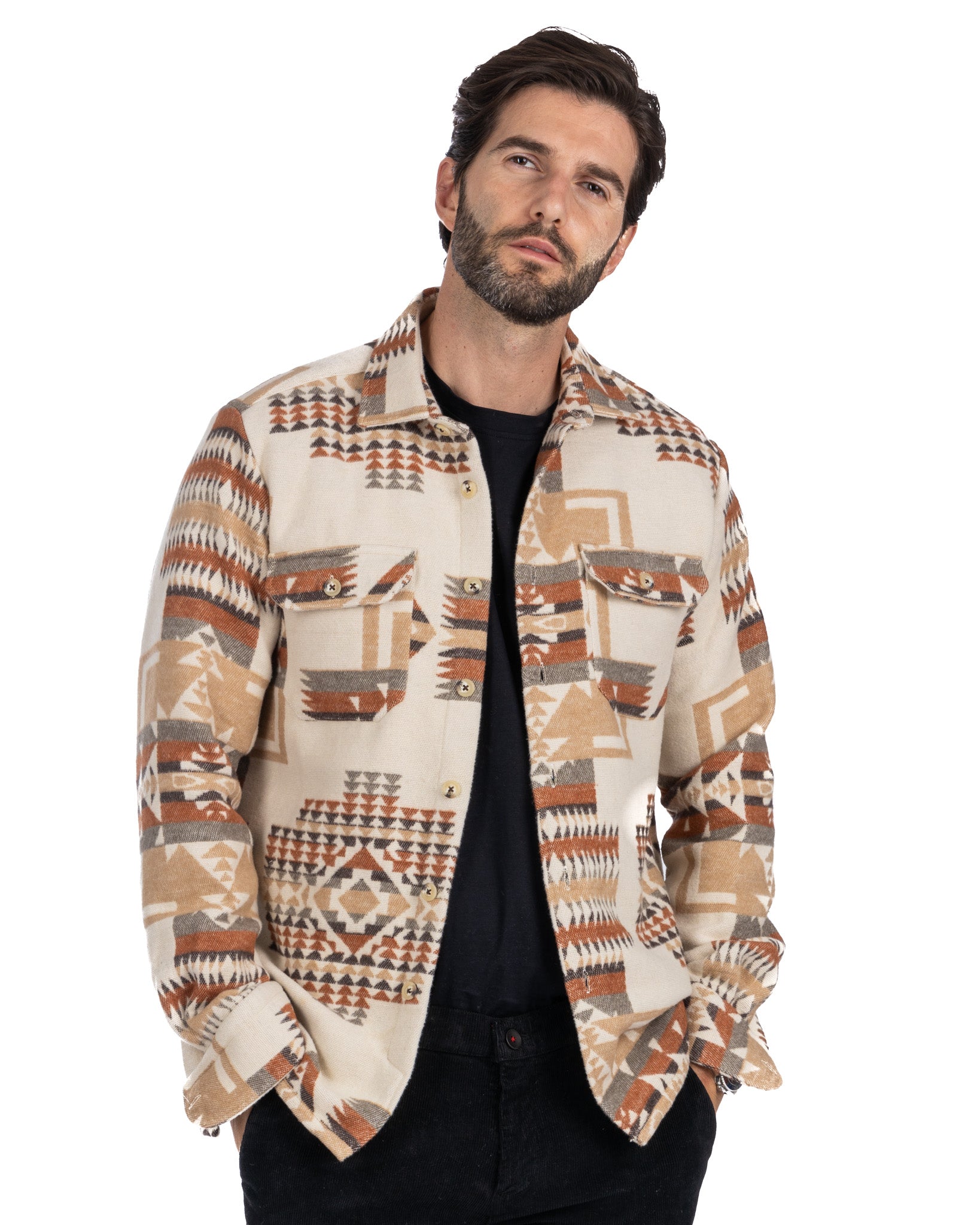 Mayor - giacca fantasia etnica beige