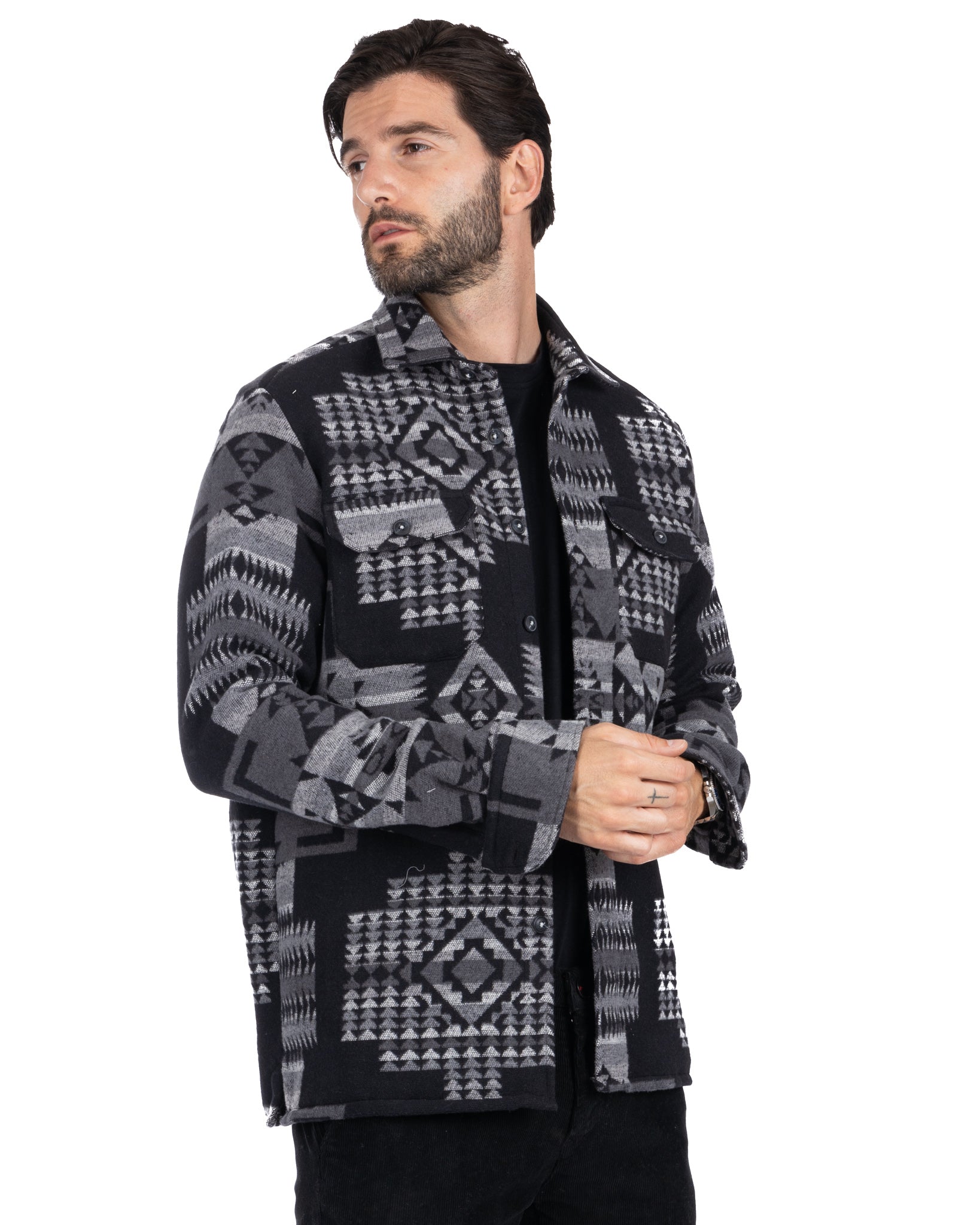 Mayor - black ethnic patterned jacket