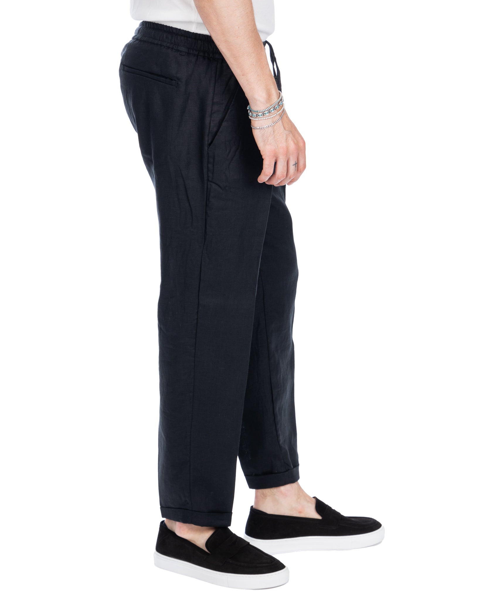 Colin - pantalon en pur lin noir