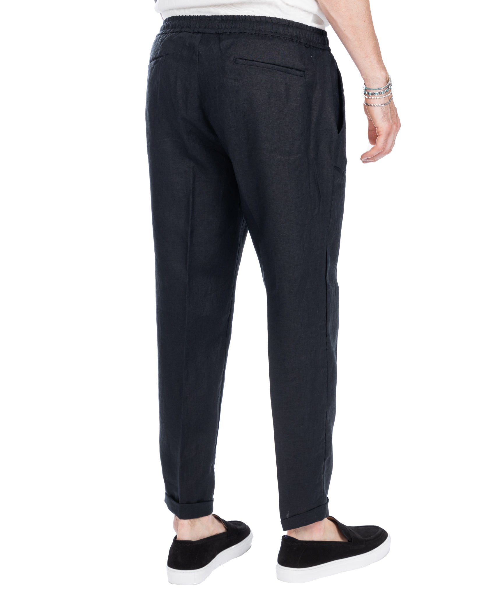 Colin - pantalon en pur lin noir