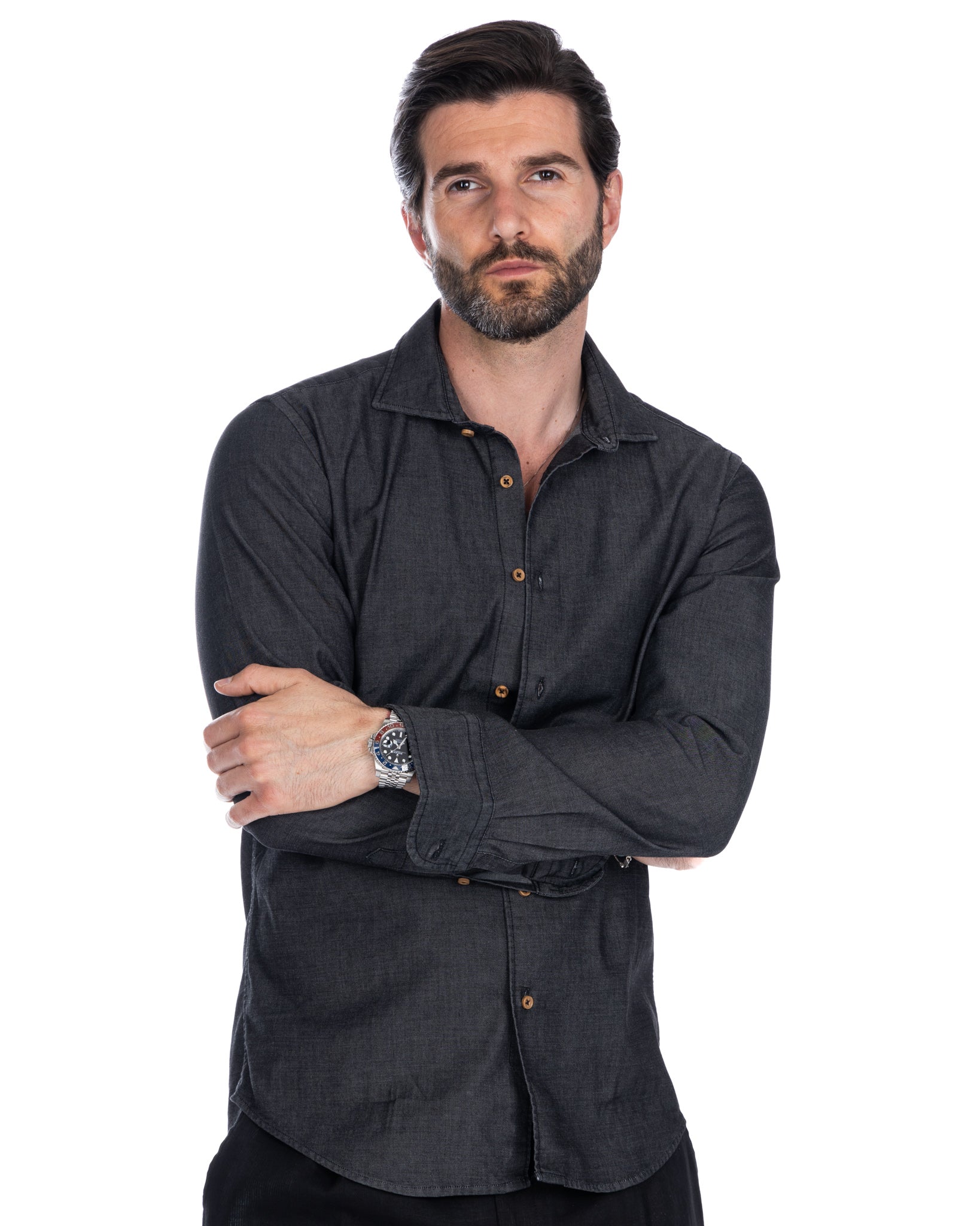 Mark - camicia jeans nera