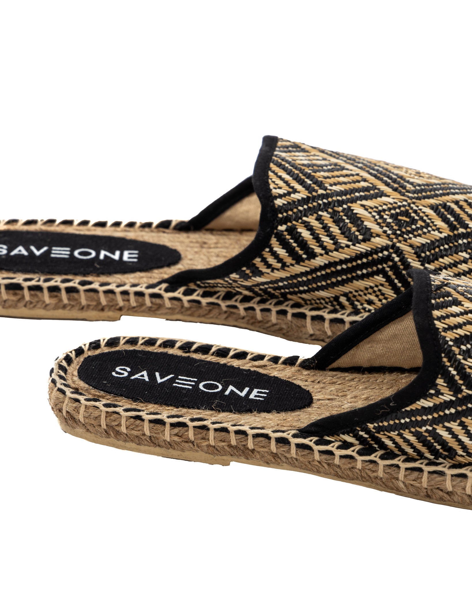 Portofino - black ethnic espadrilles mules