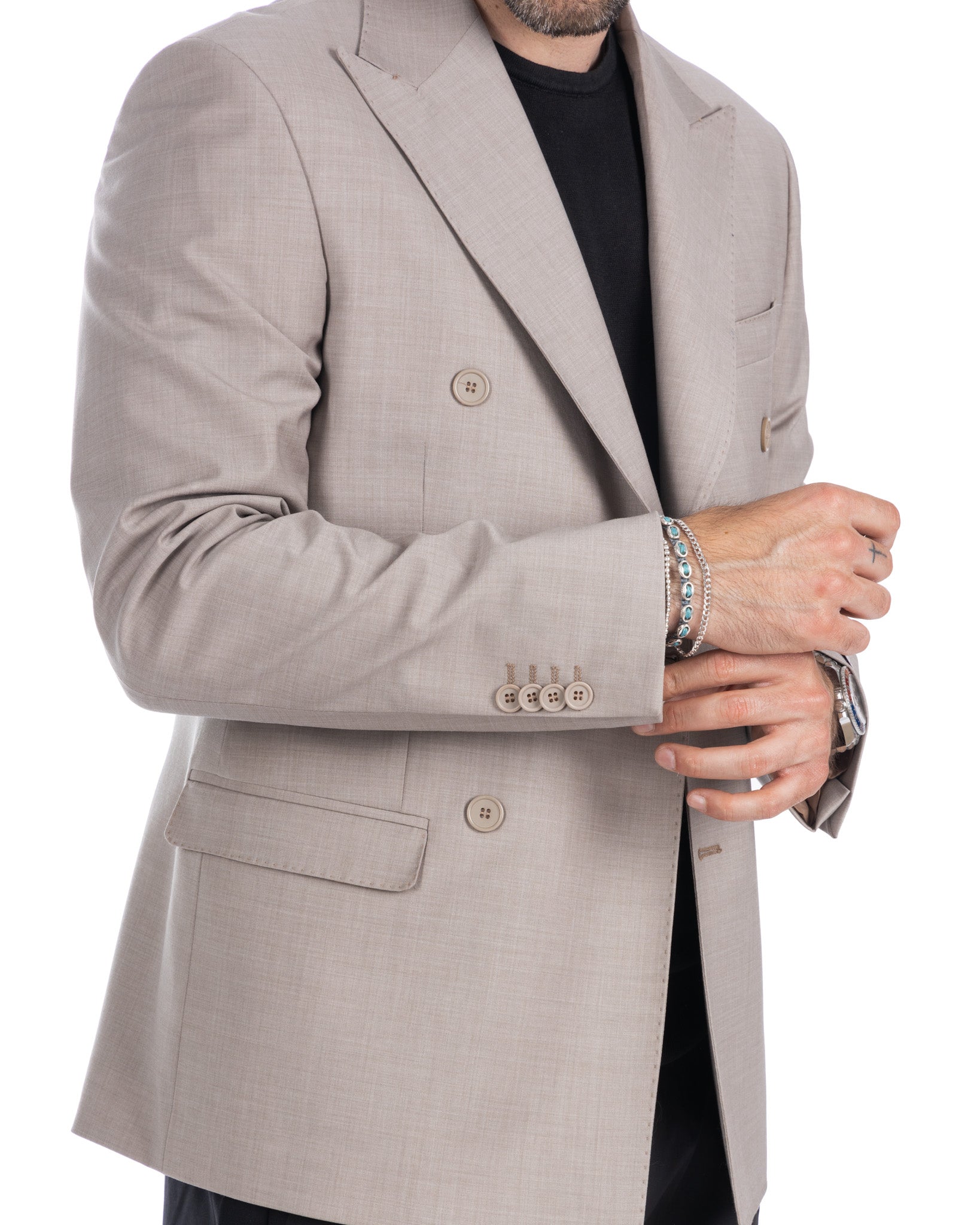 Brooklyn - veste en laine beige à double boutonnage