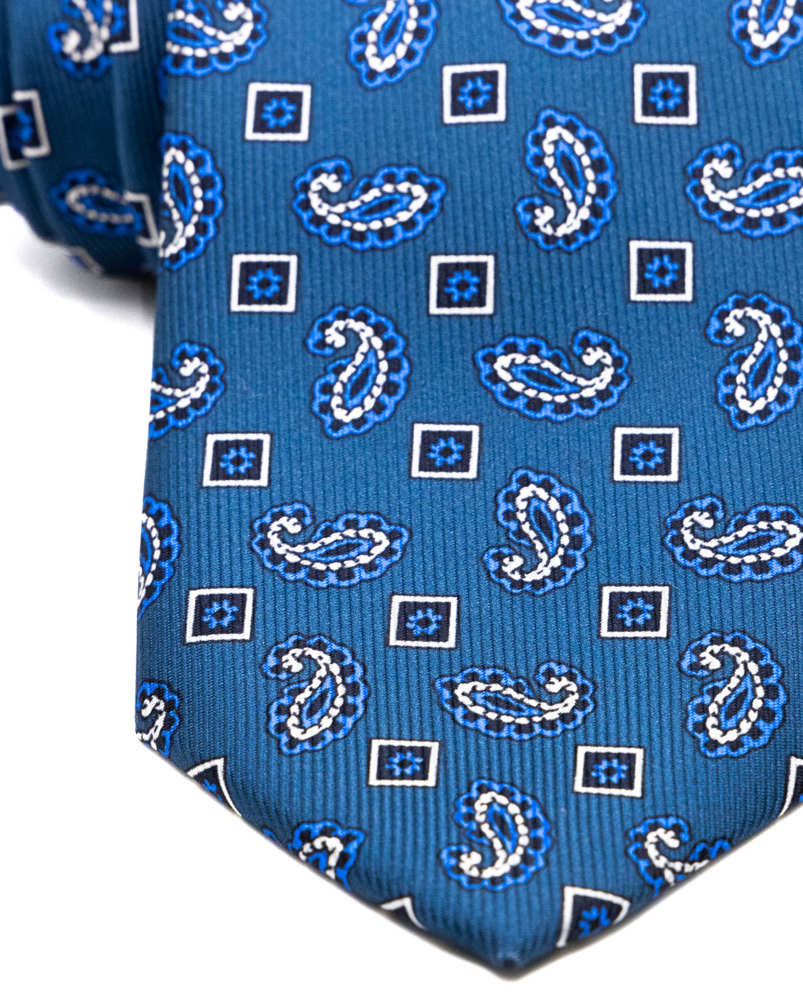 Tie - in blue woven silk