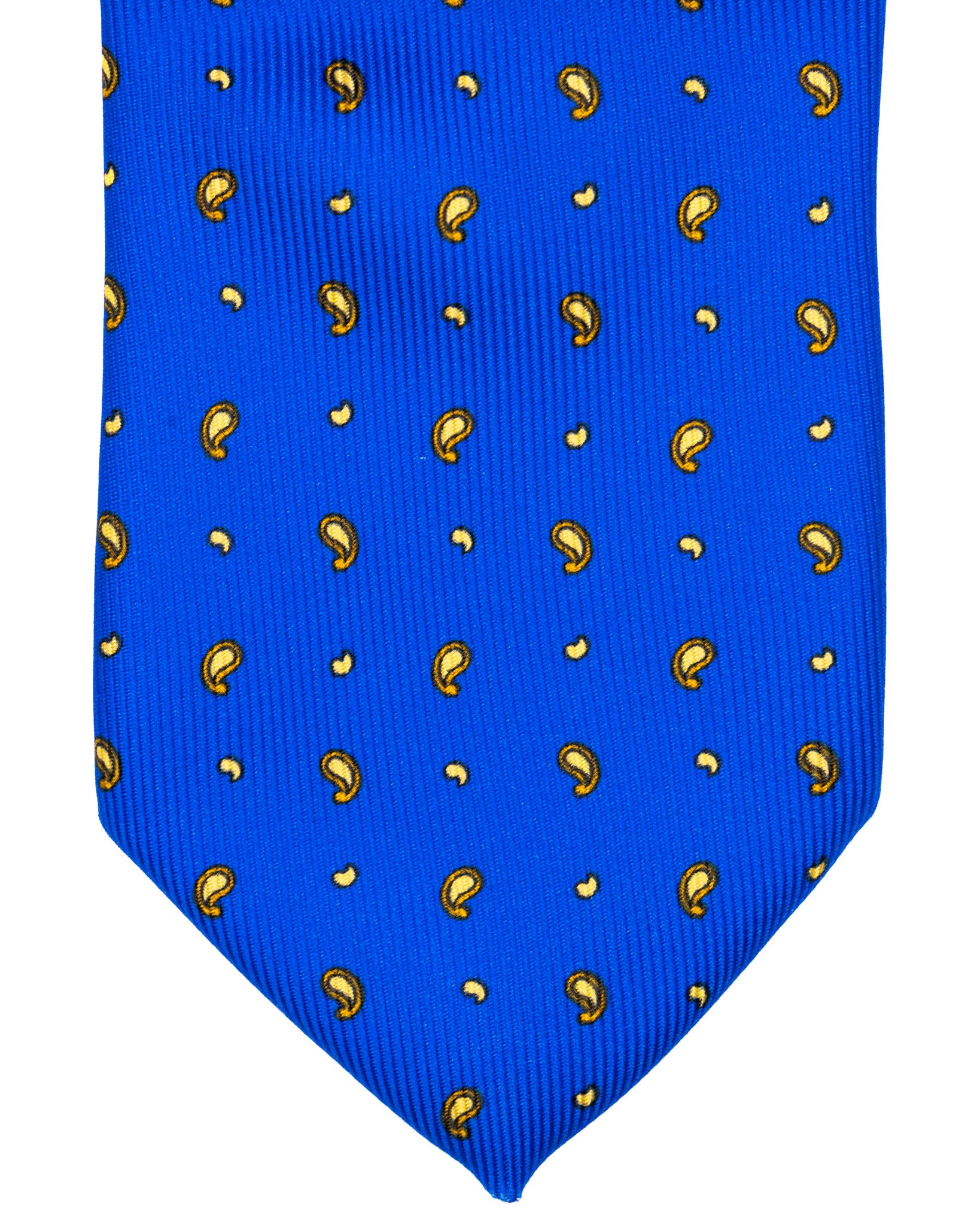 Cravatta - in seta twill royal fantasia paisley gialli