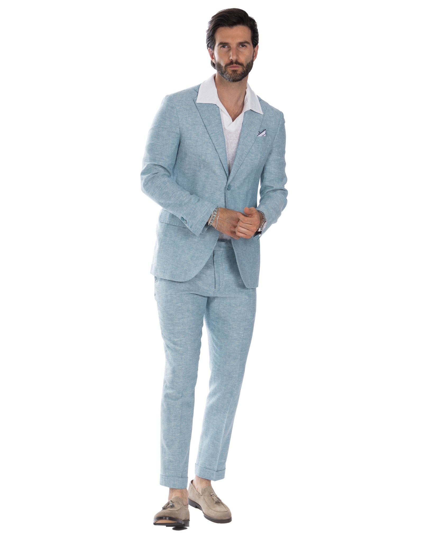 Moresco - blue herringbone trousers