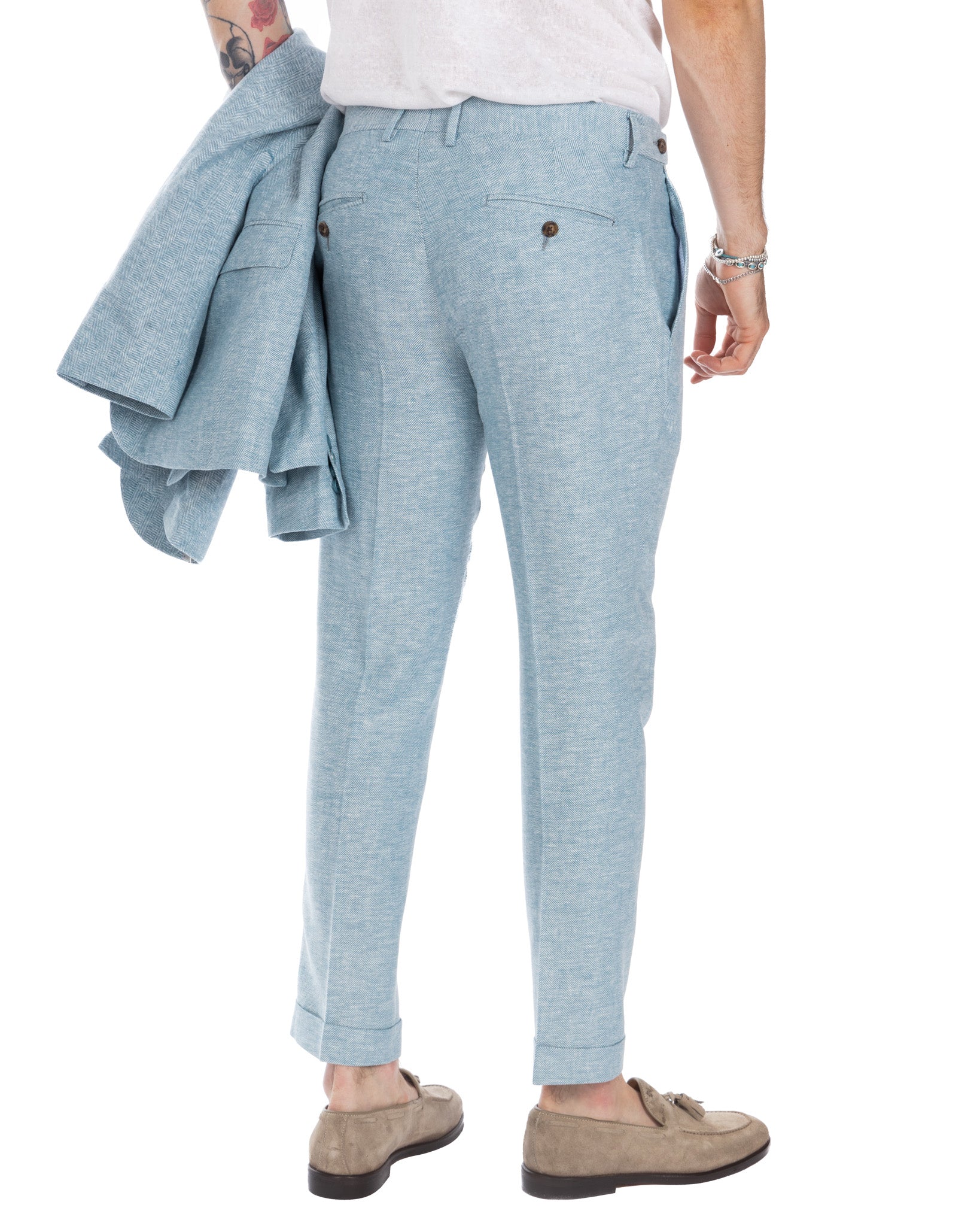 Moresco - blue herringbone trousers