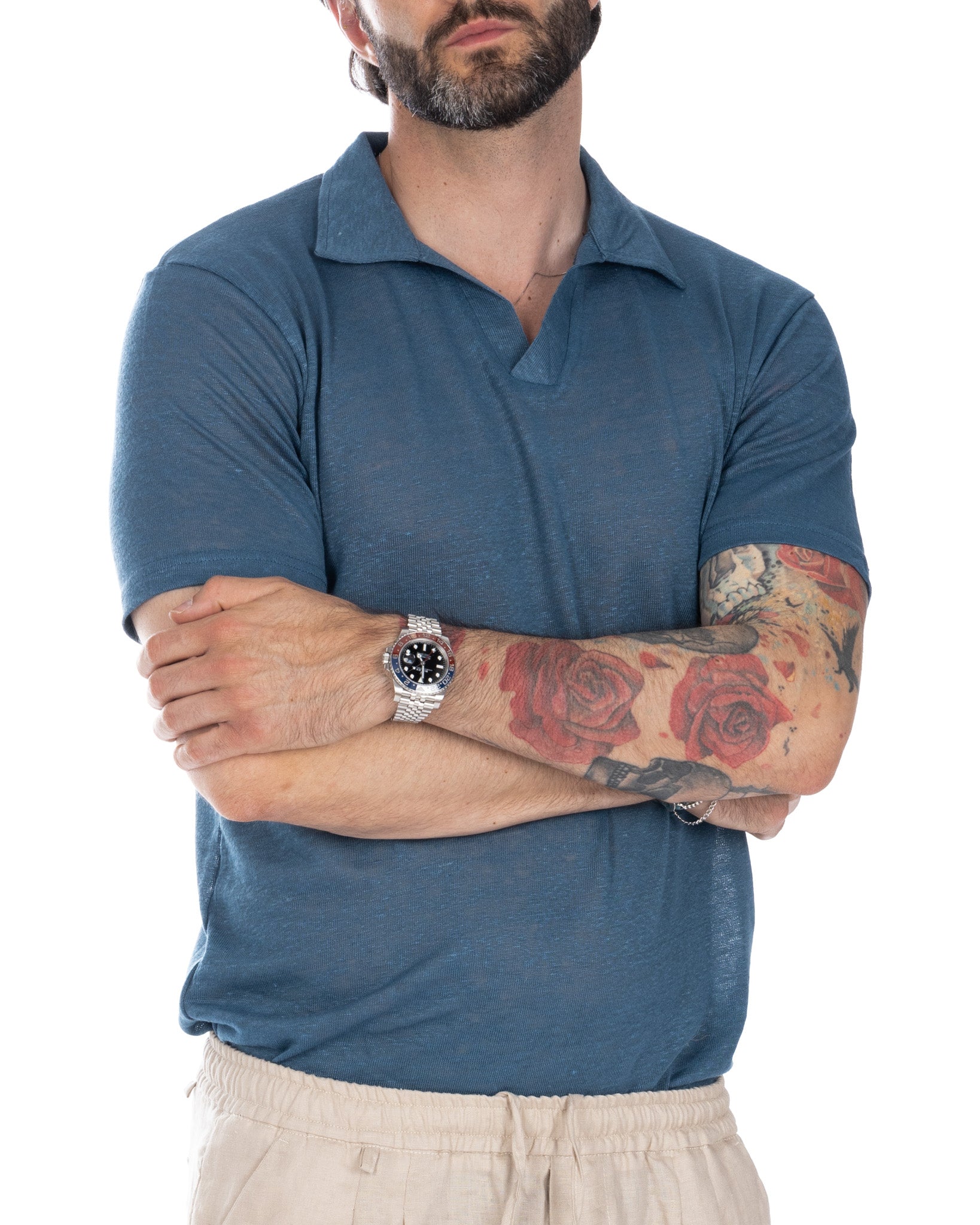 Ben - polo in lino royal in maglia