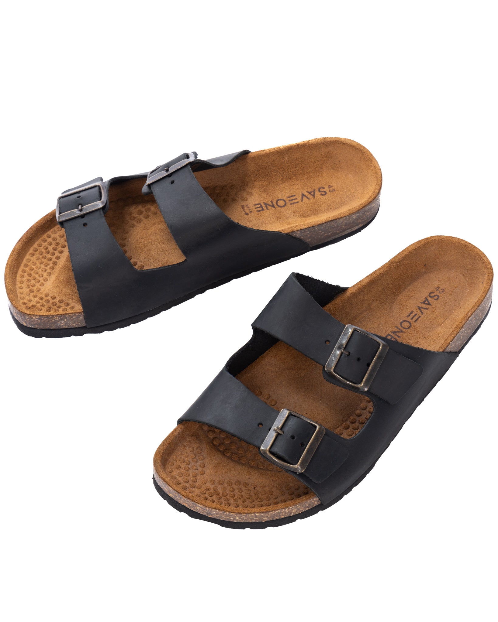 Omar - chaussons en cuir lavé noir