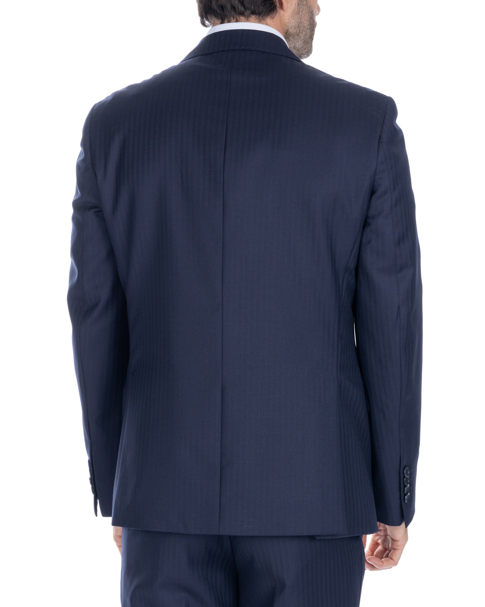 Costume bleu à chevrons à simple boutonnage - Vitale Barberis Canonico