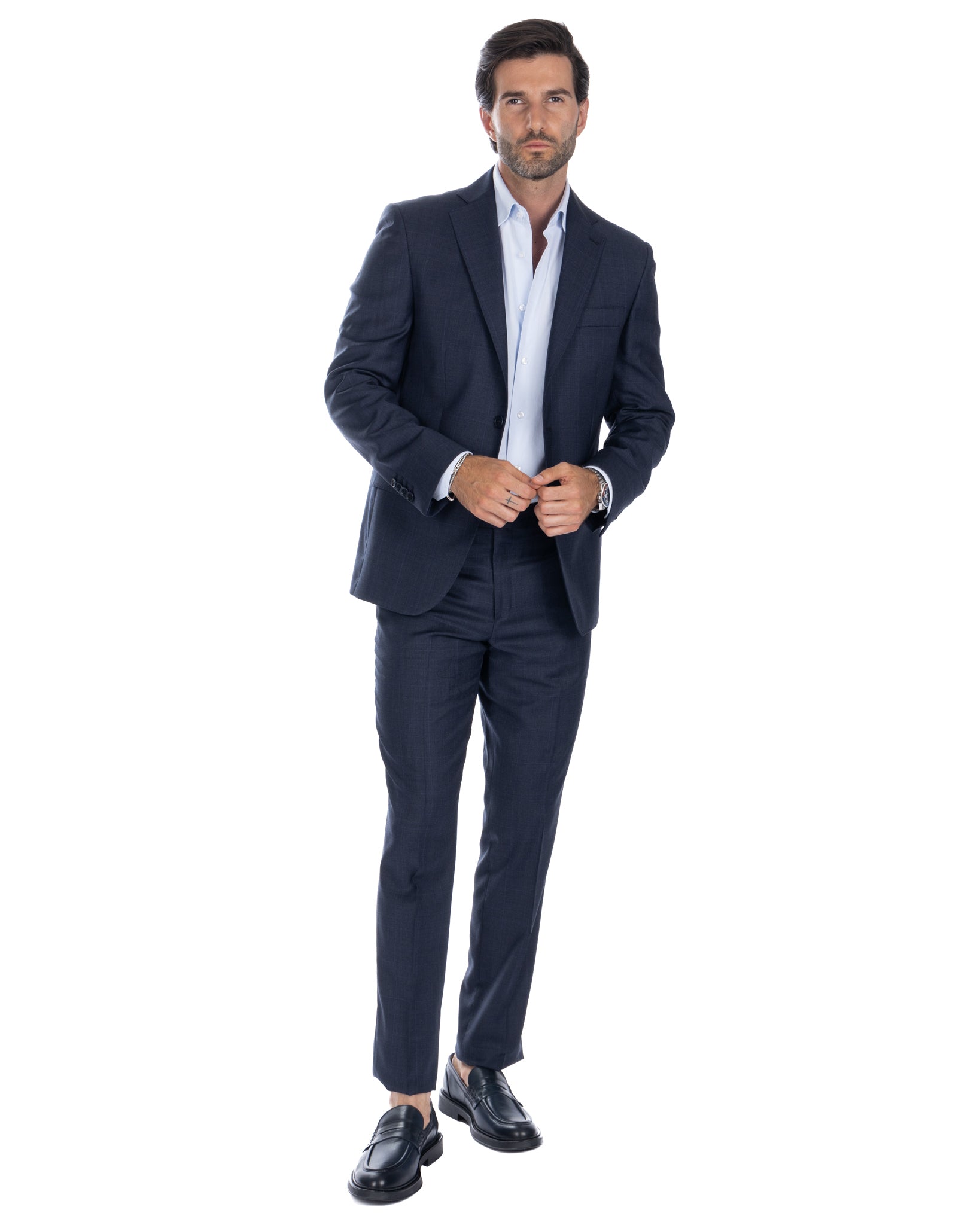 Costume carré bleu à simple boutonnage - Reda