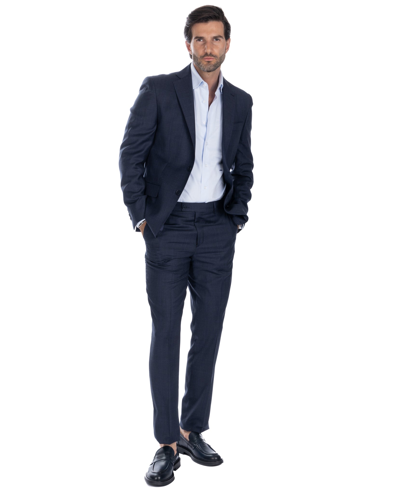 Costume carré bleu à simple boutonnage - Reda
