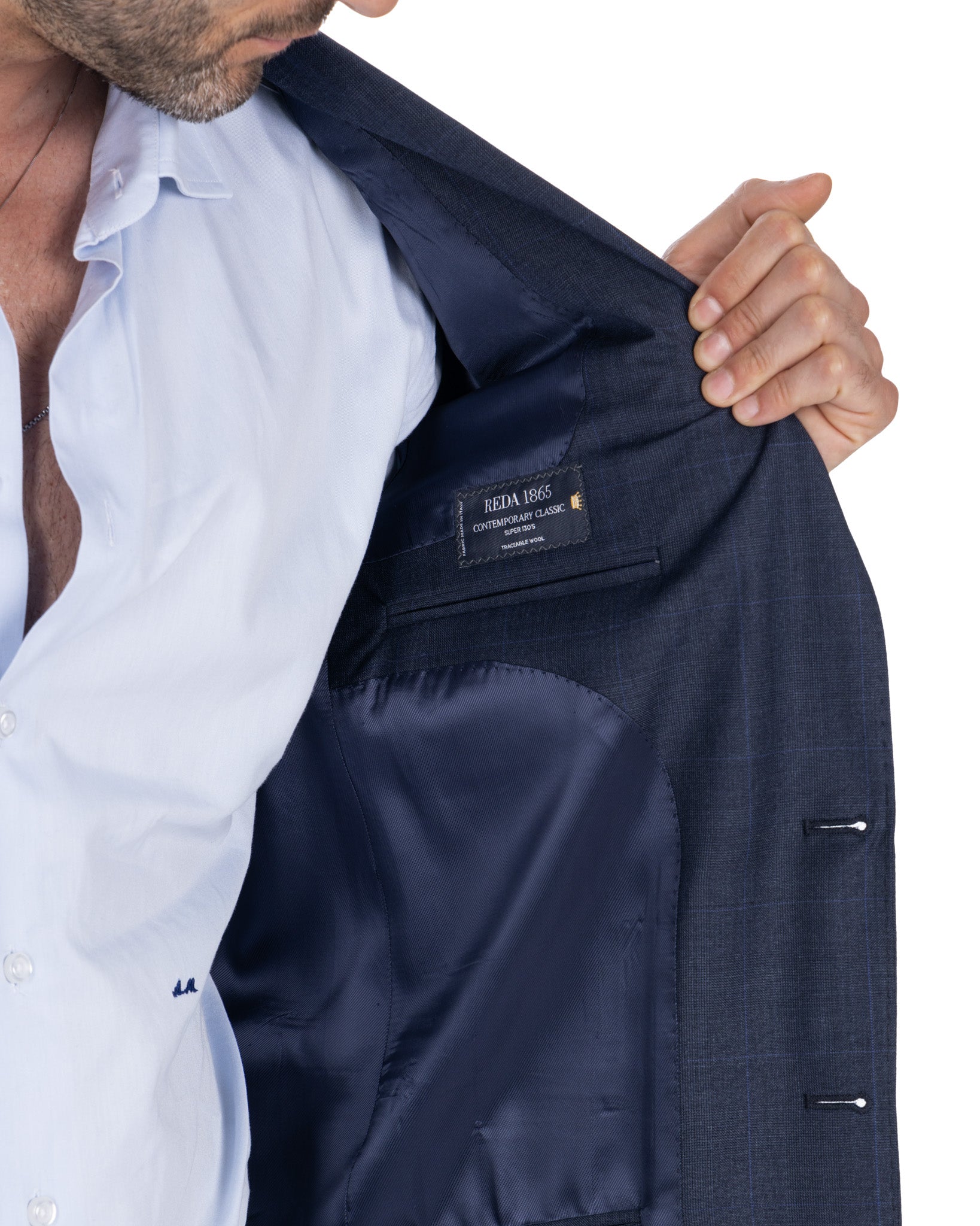 Costume carré bleu à simple boutonnage - Reda