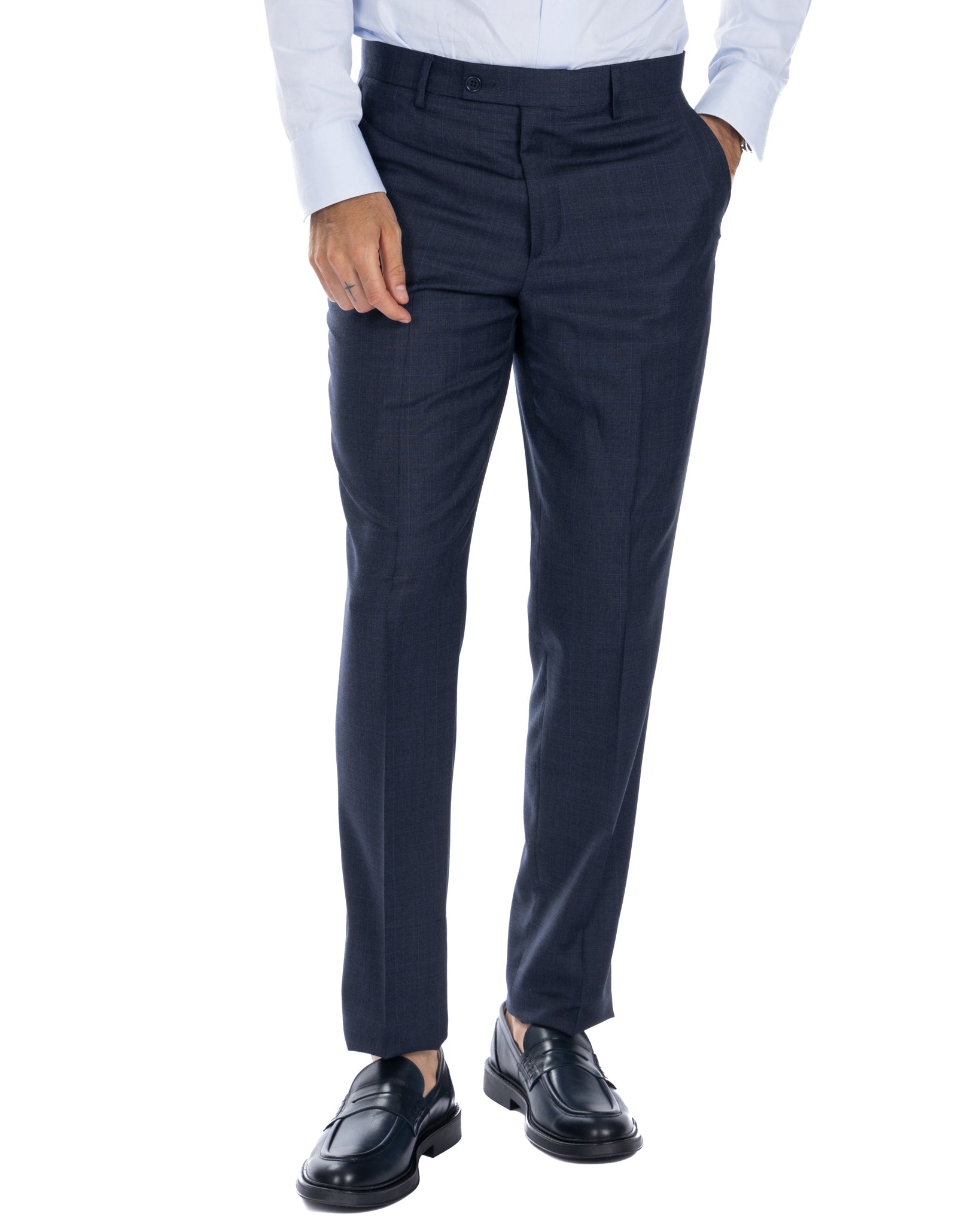 Costume carré bleu à simple boutonnage - Reda