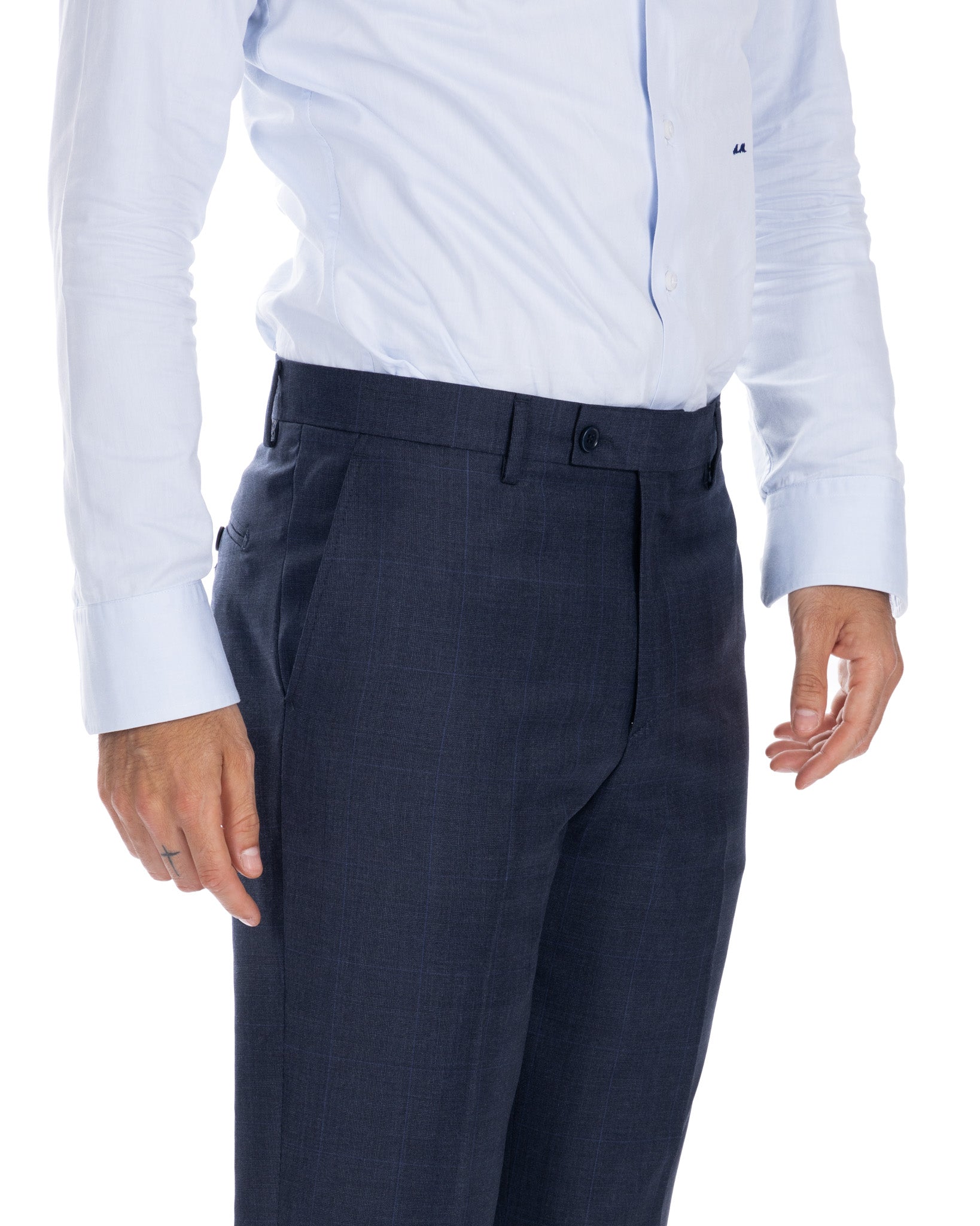 Costume carré bleu à simple boutonnage - Reda