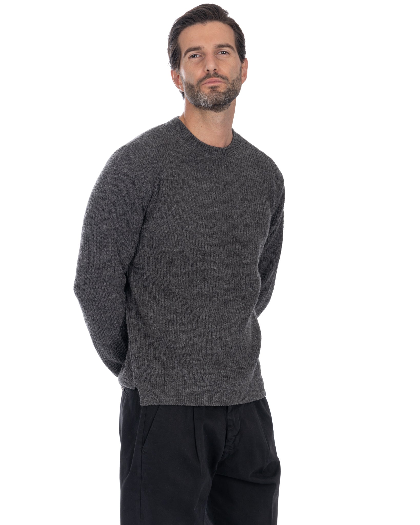 Sven anthracite ribbed crewneck