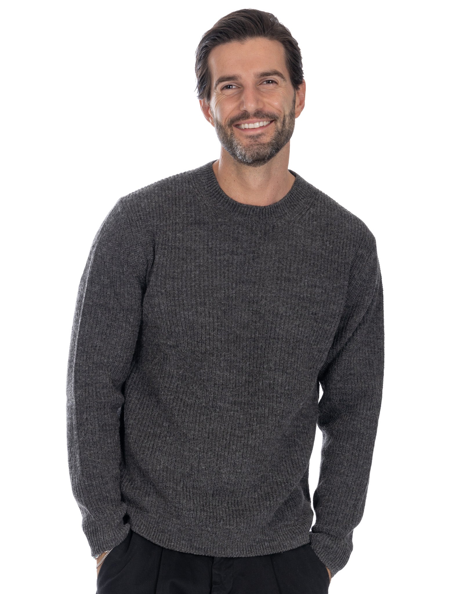 Sven anthracite ribbed crewneck