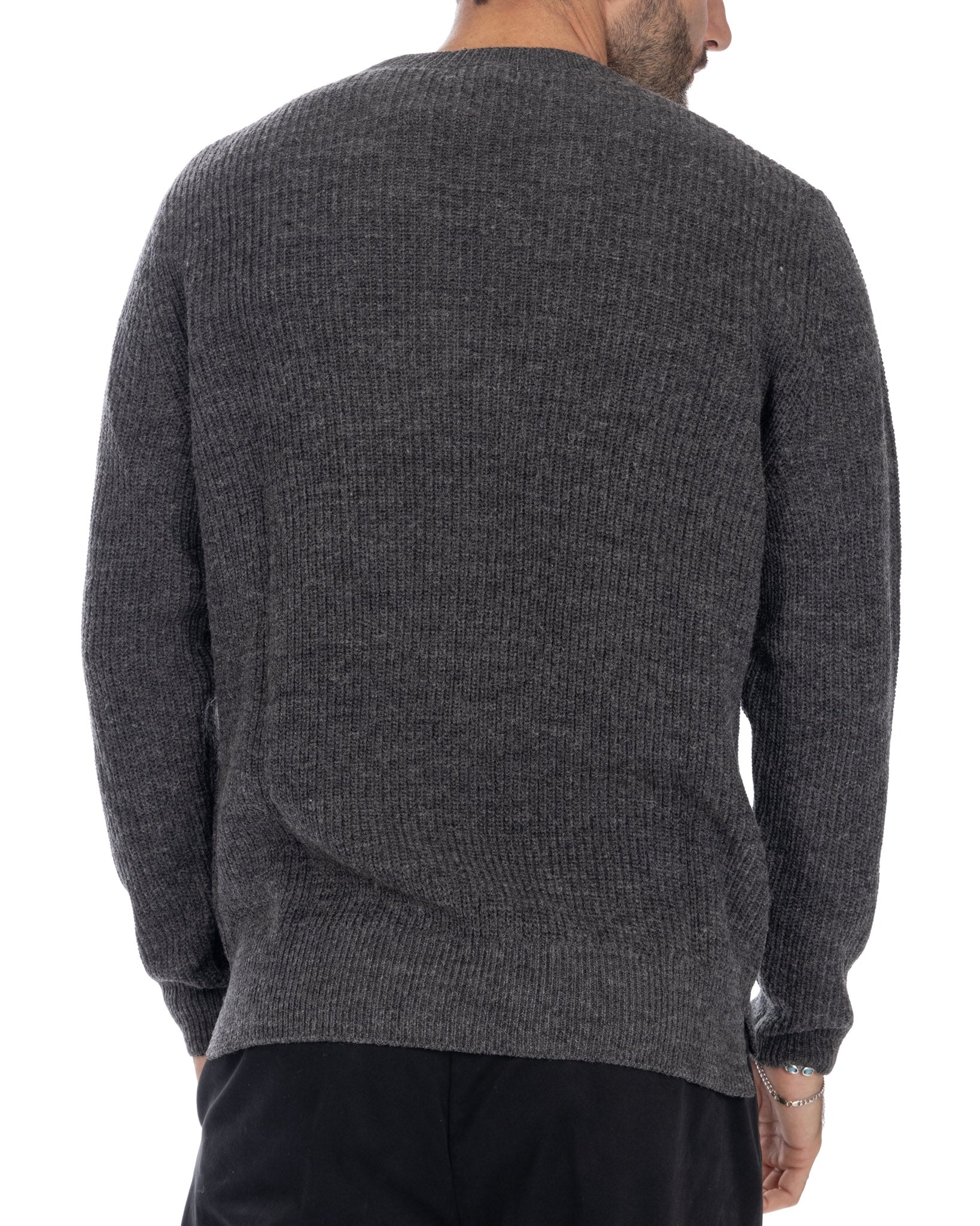 Sven anthracite ribbed crewneck