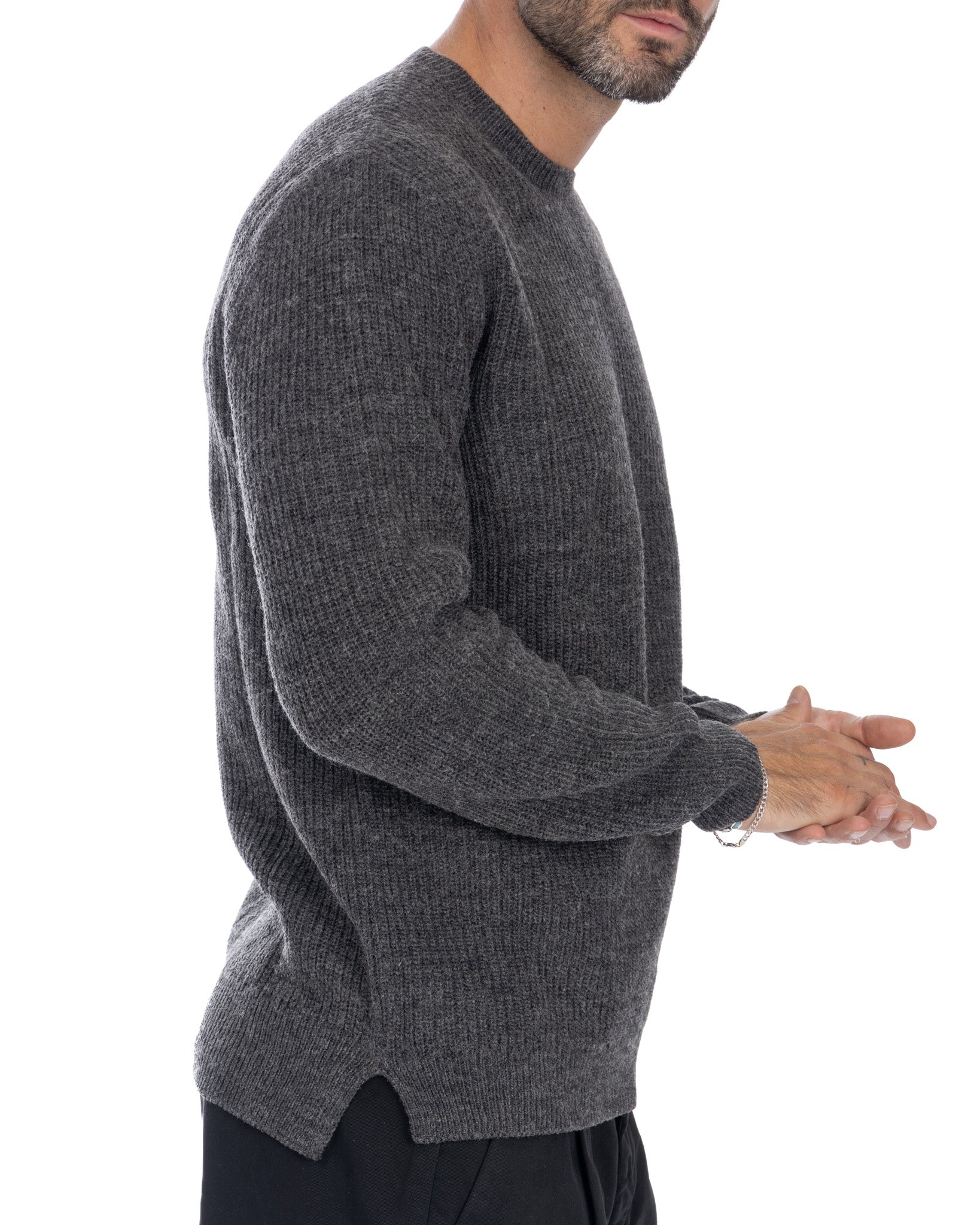 Sven anthracite ribbed crewneck