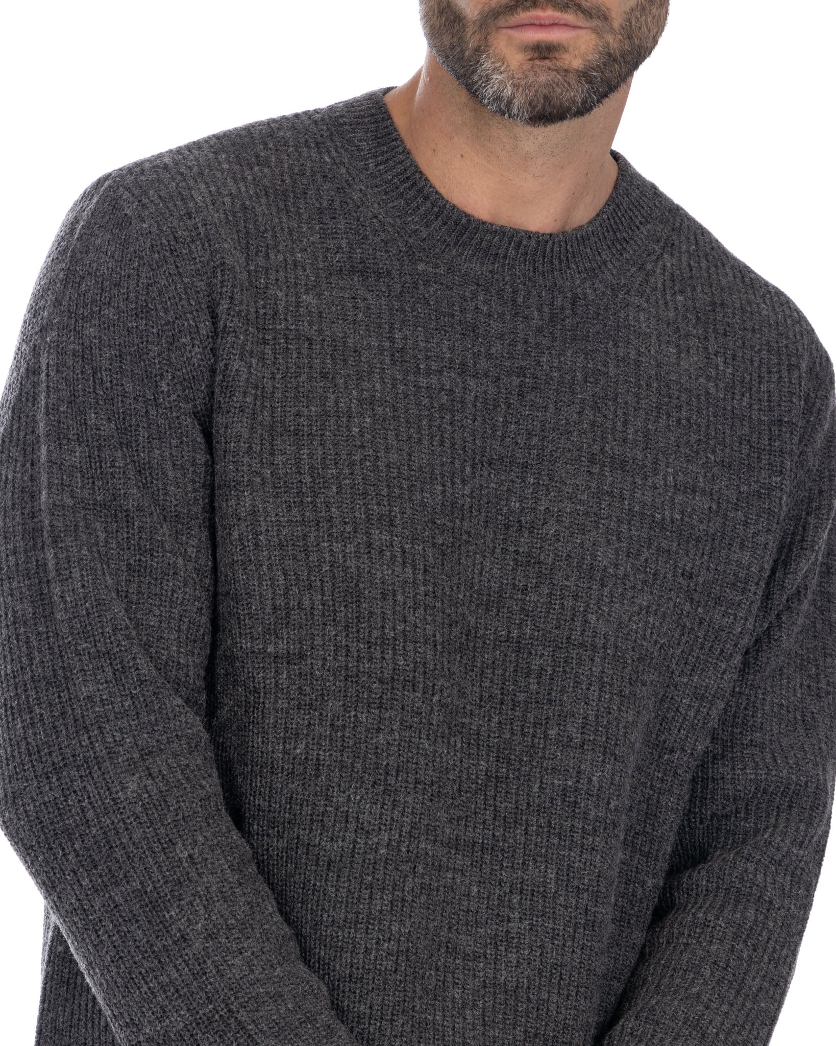 Sven anthracite ribbed crewneck