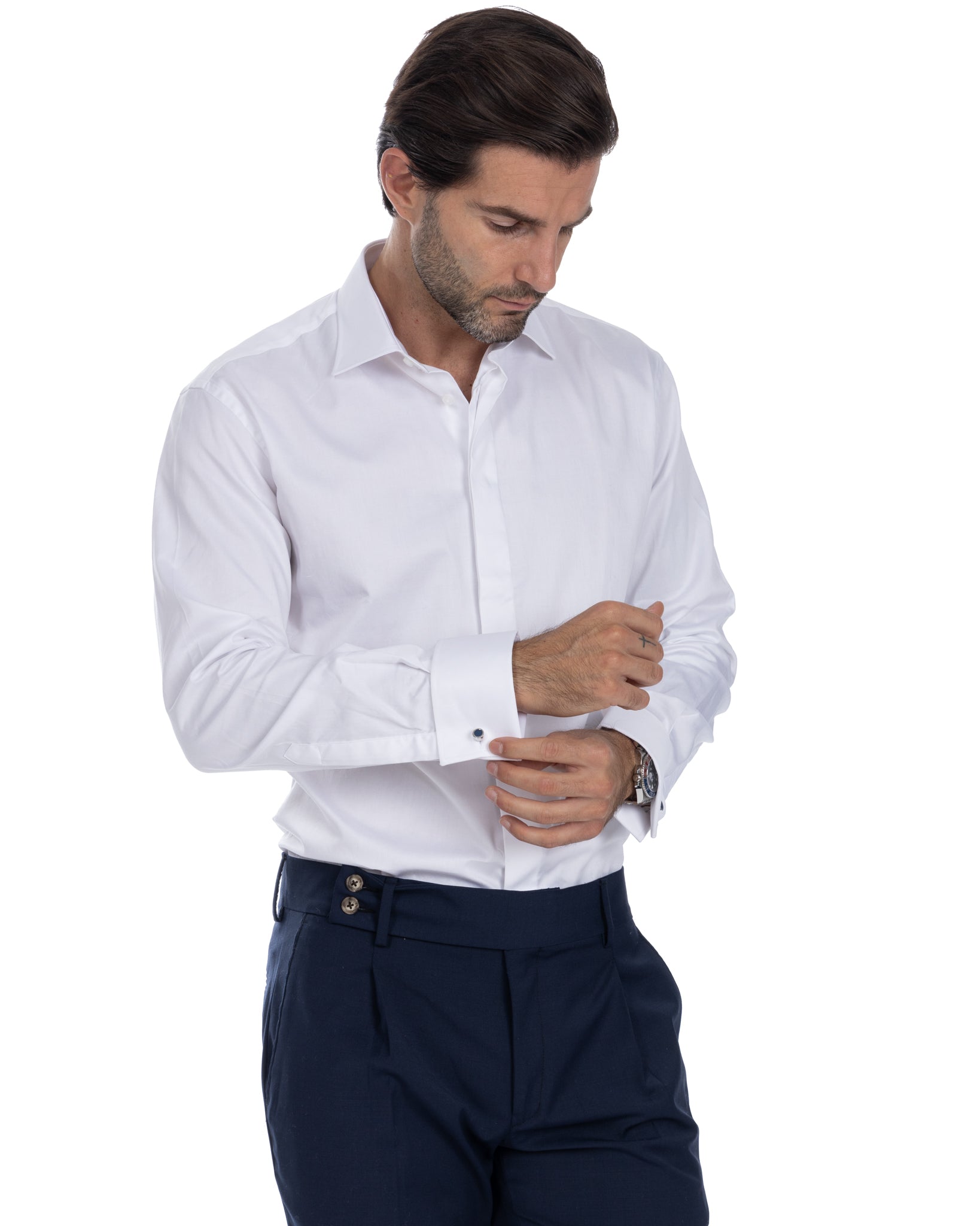Shirt - classic basic white ceremony in cotton
