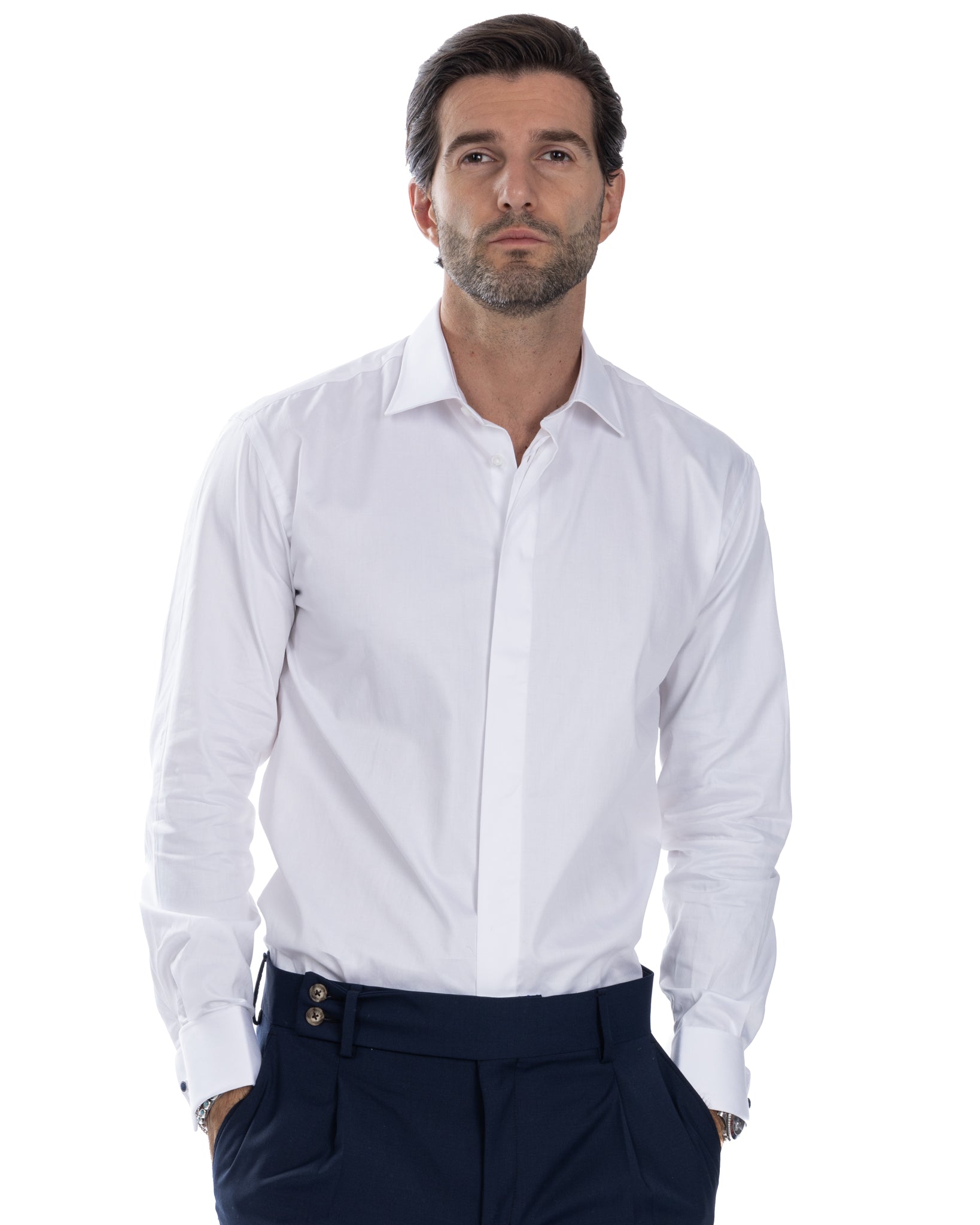 Shirt - classic basic white ceremony in cotton