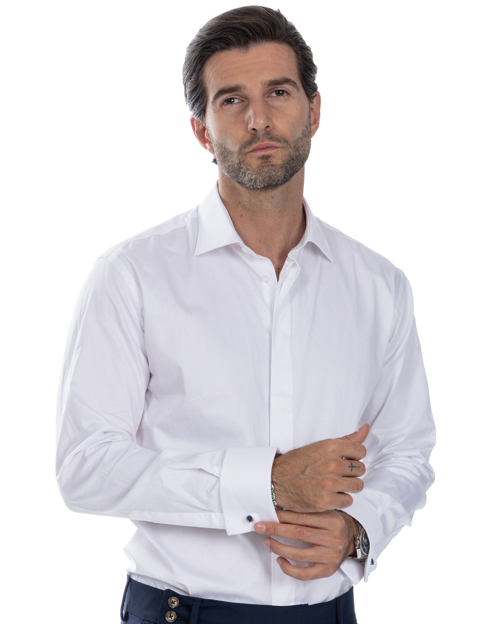 Shirt - classic basic white ceremony in cotton