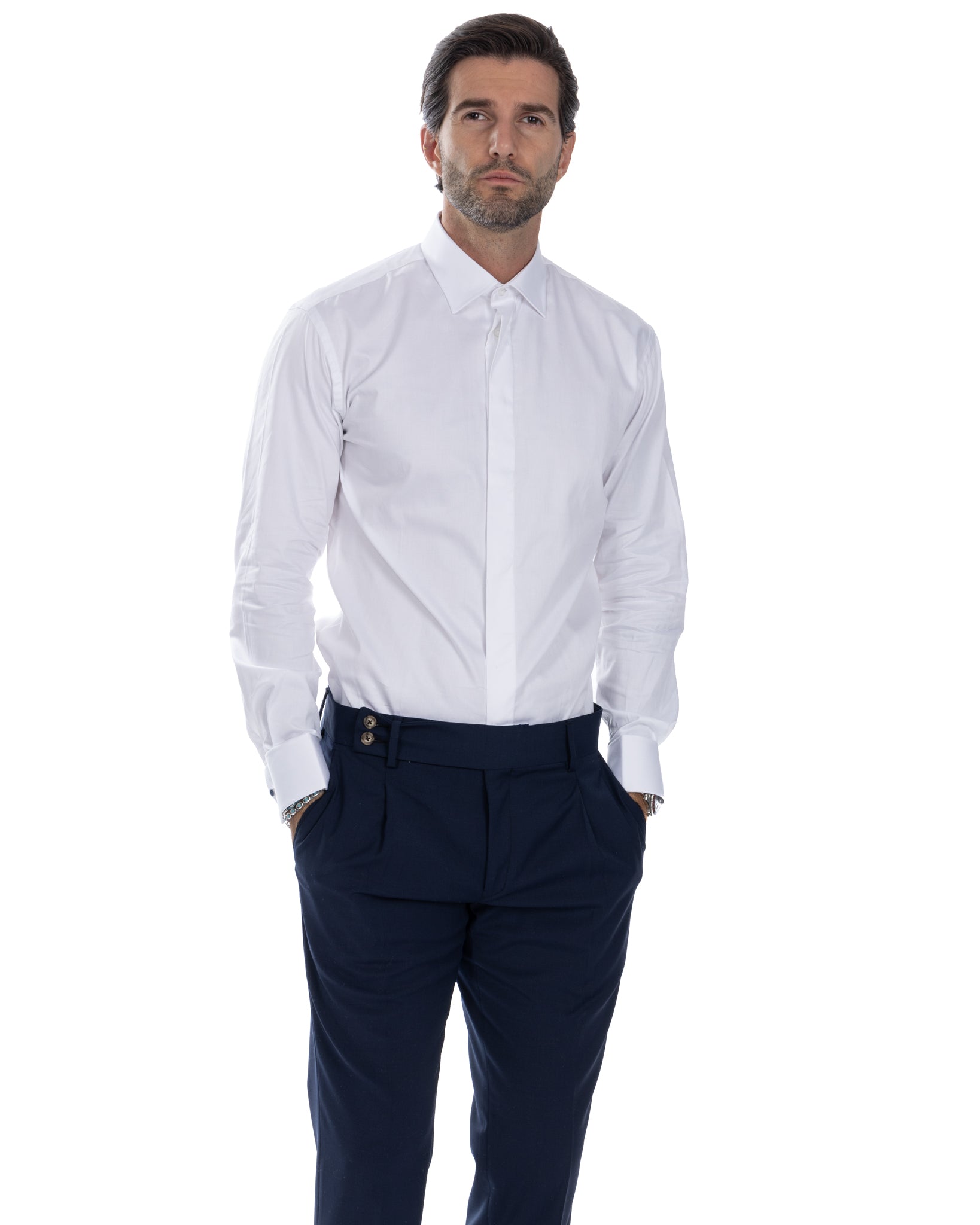 Shirt - classic basic white ceremony in cotton