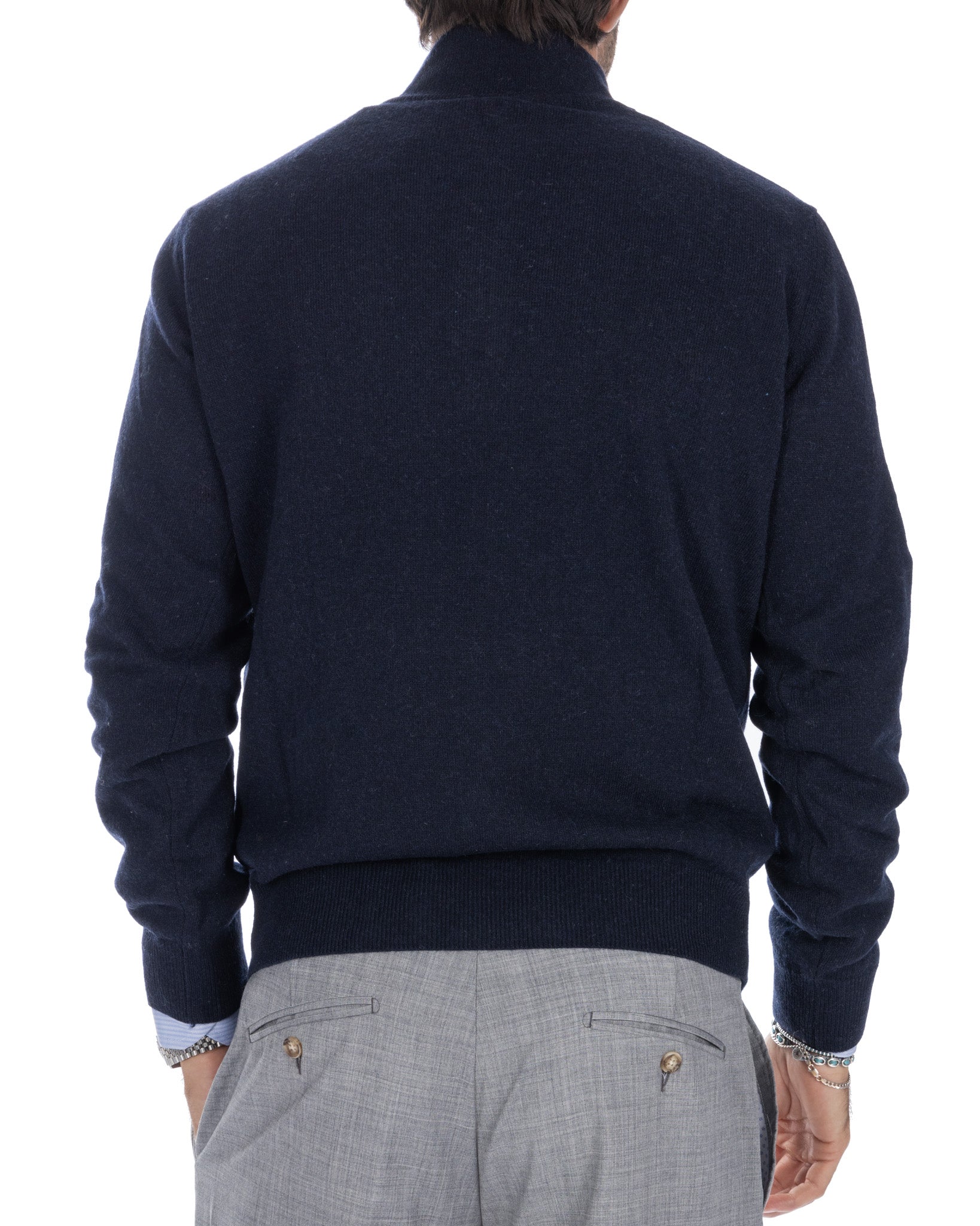 Rory zip-up turtleneck sweater in blue cashmere blend