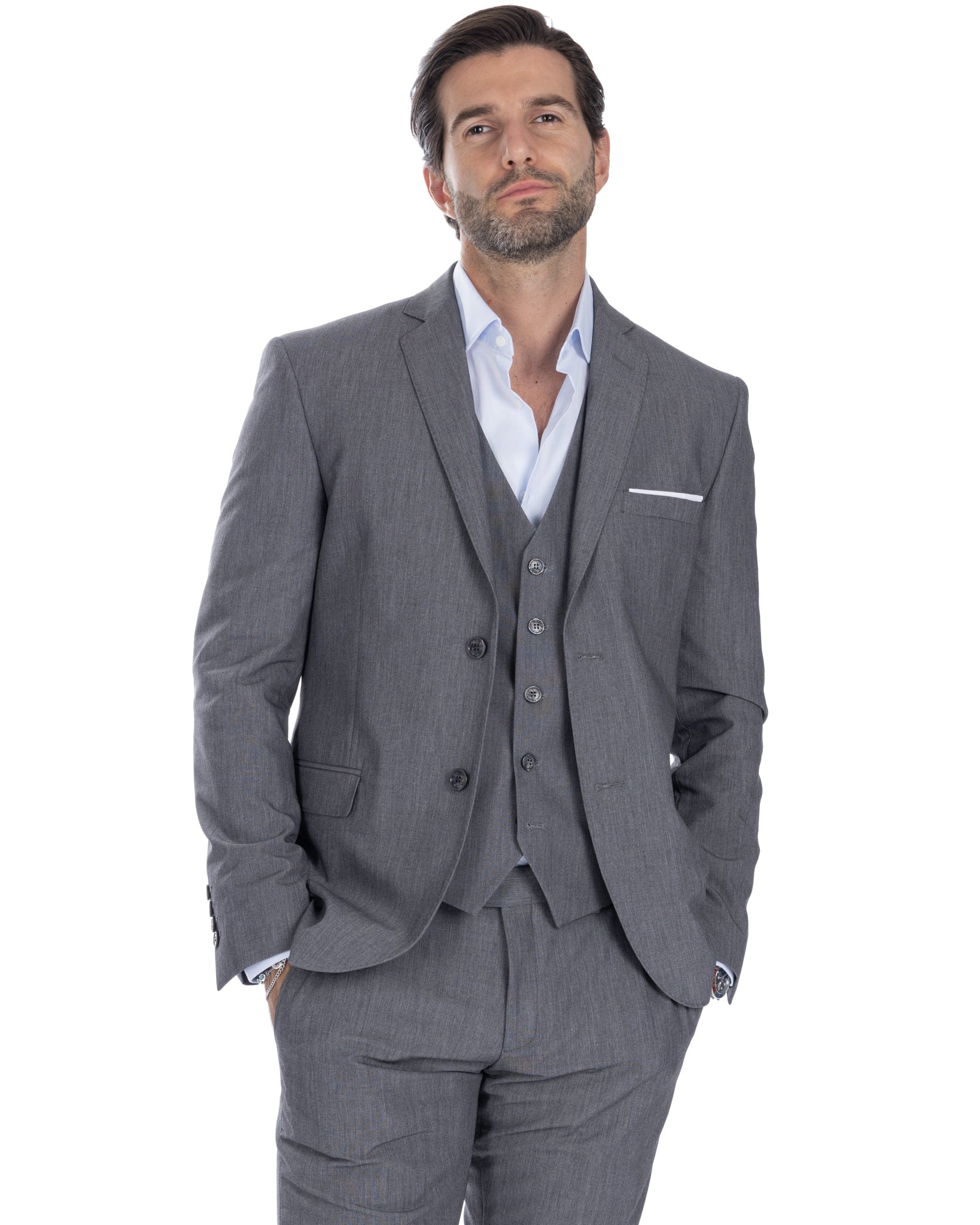 Dresda - gilet monopetto grigio