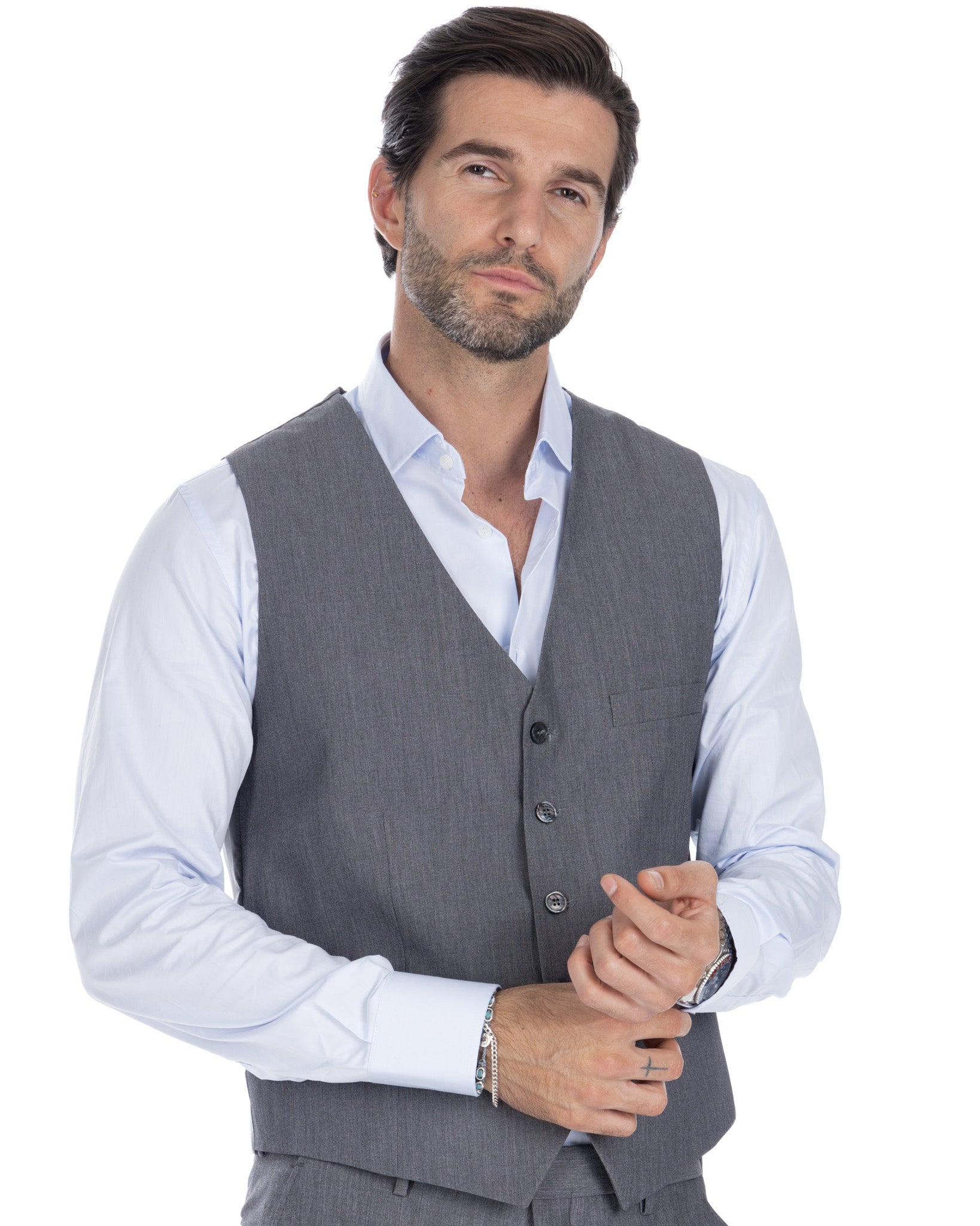Dresda - gilet monopetto grigio