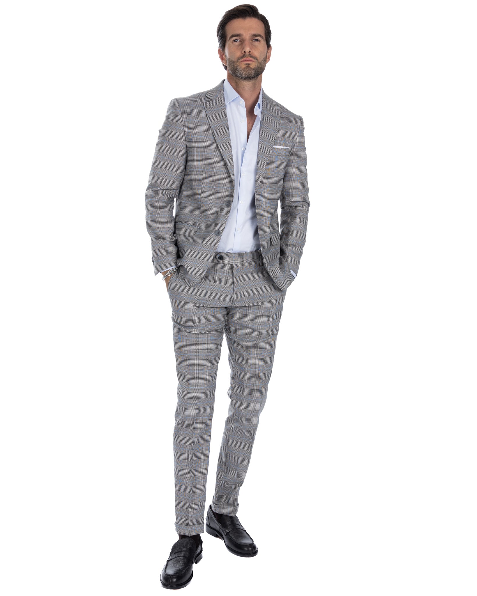 Cardiff - Grey Prince of Wales Single Breasted Suit