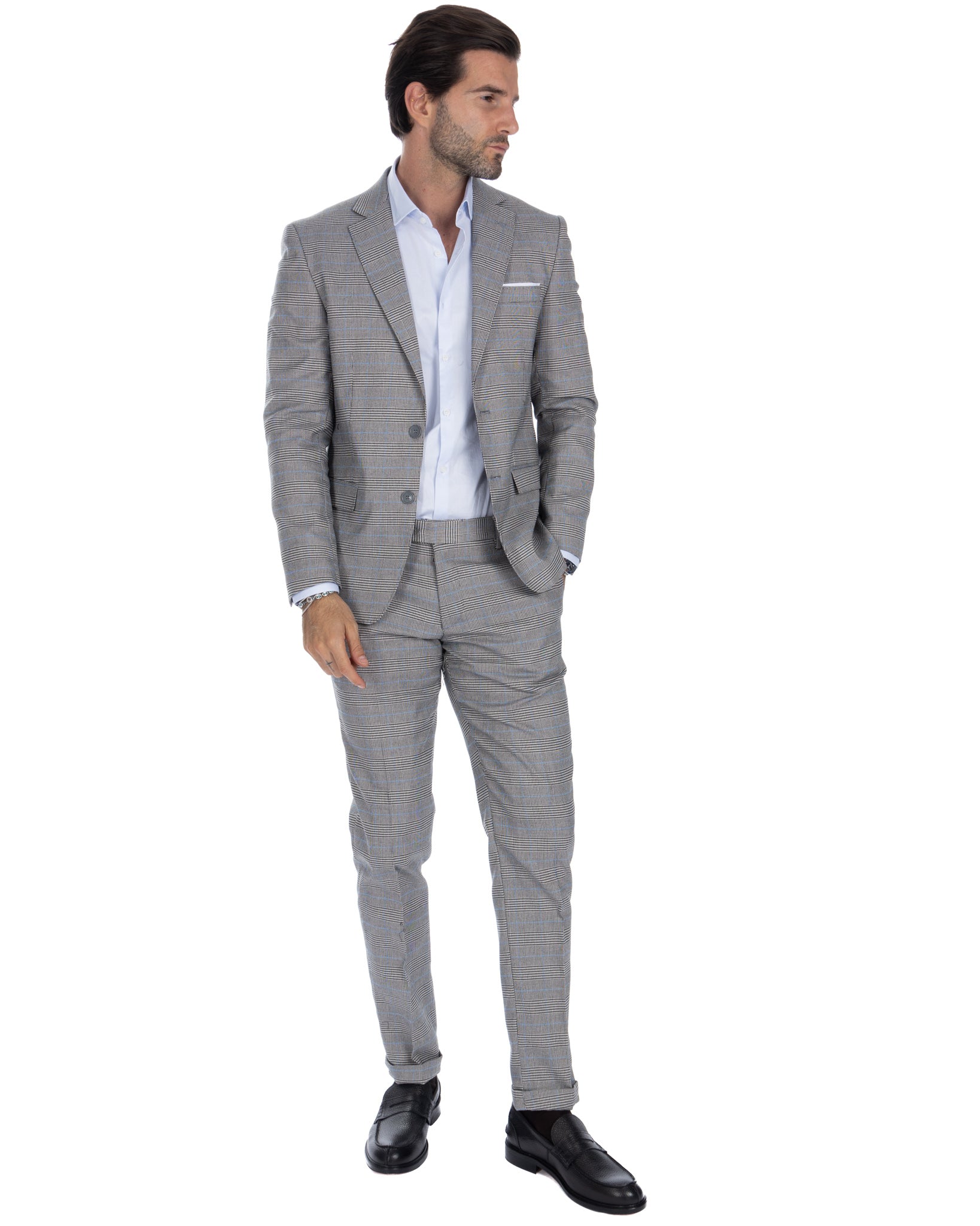 Cardiff - Grey Prince of Wales Single Breasted Suit