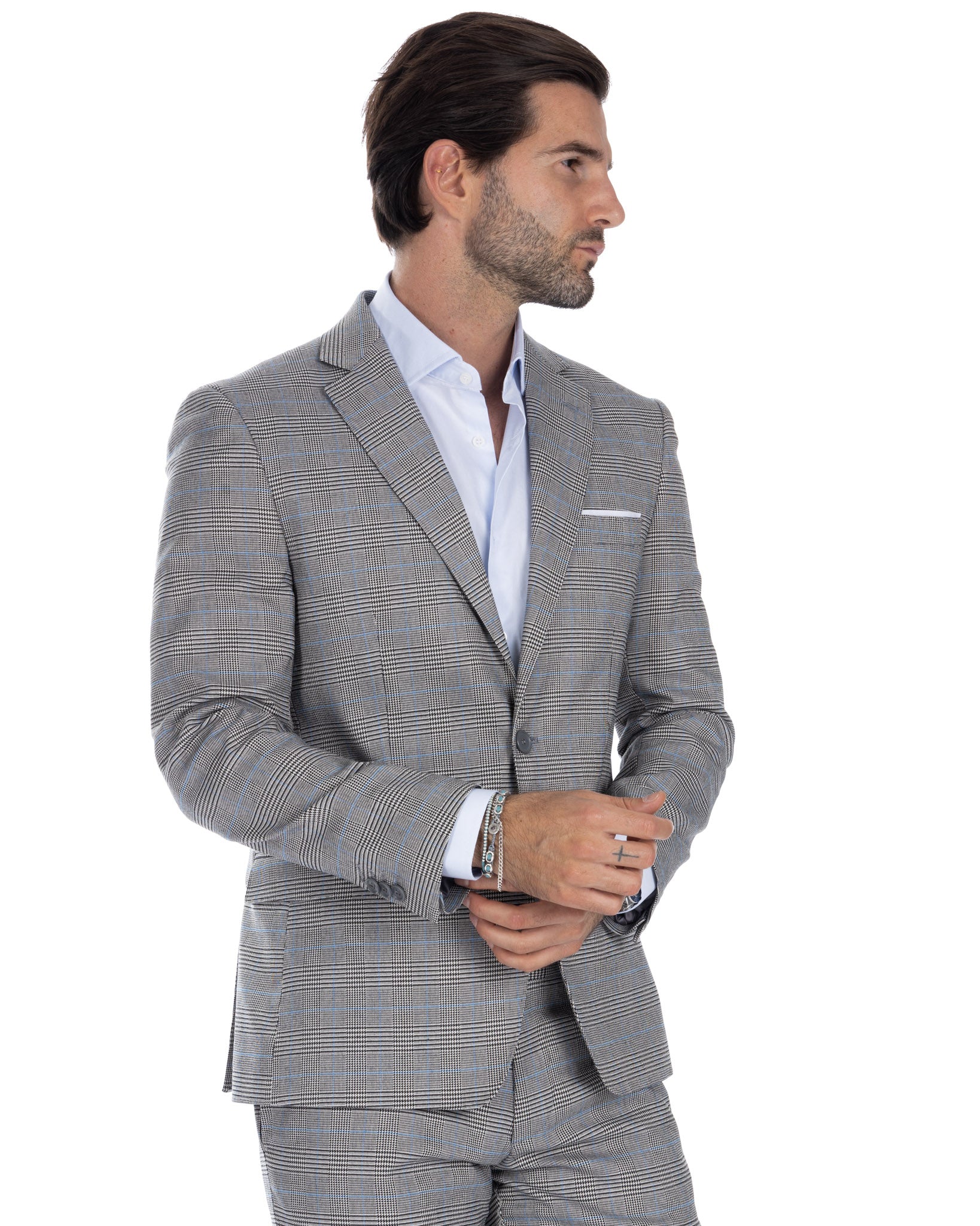 Cardiff - Grey Prince of Wales Single Breasted Suit