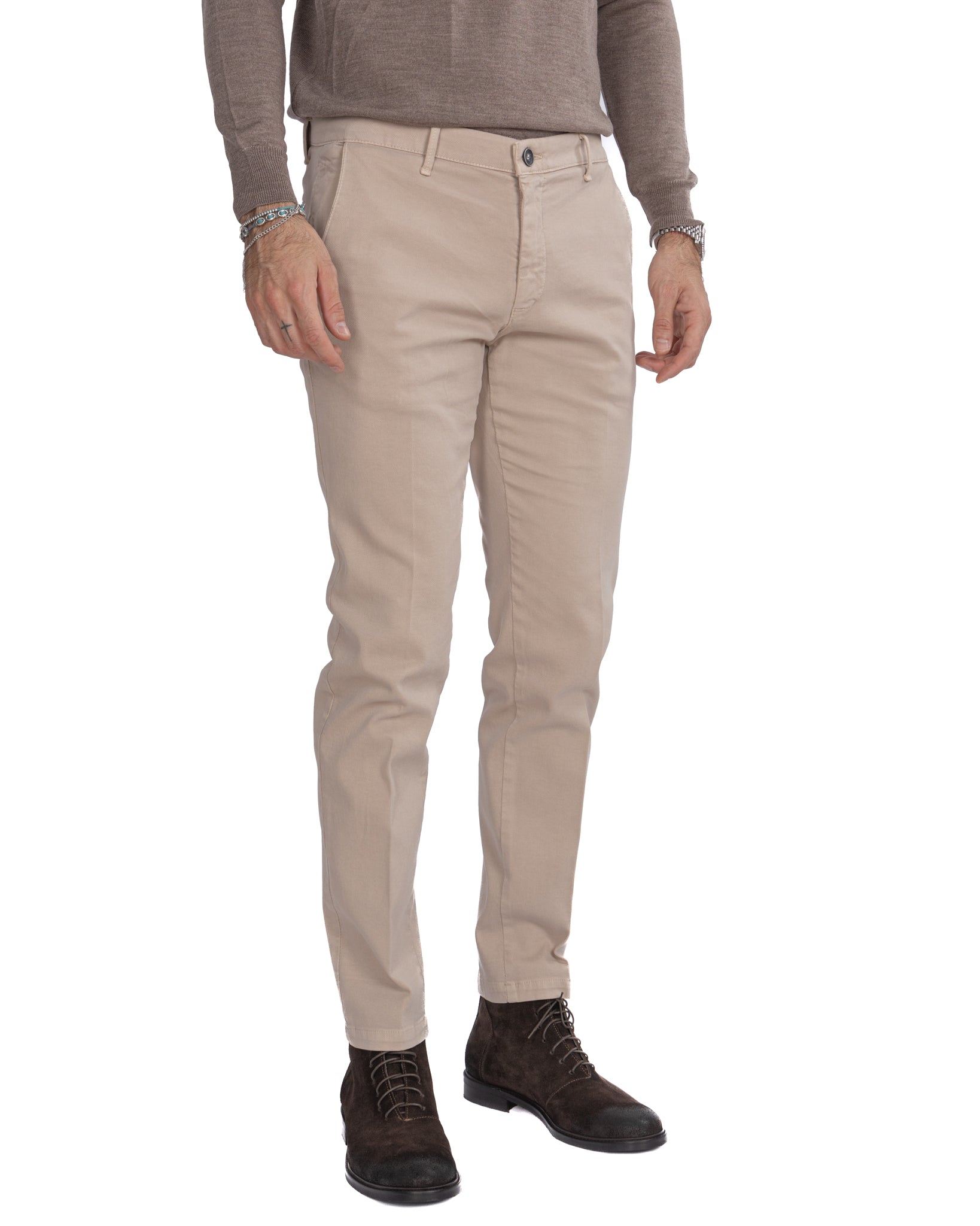 Jack trousers in beige textured cotton